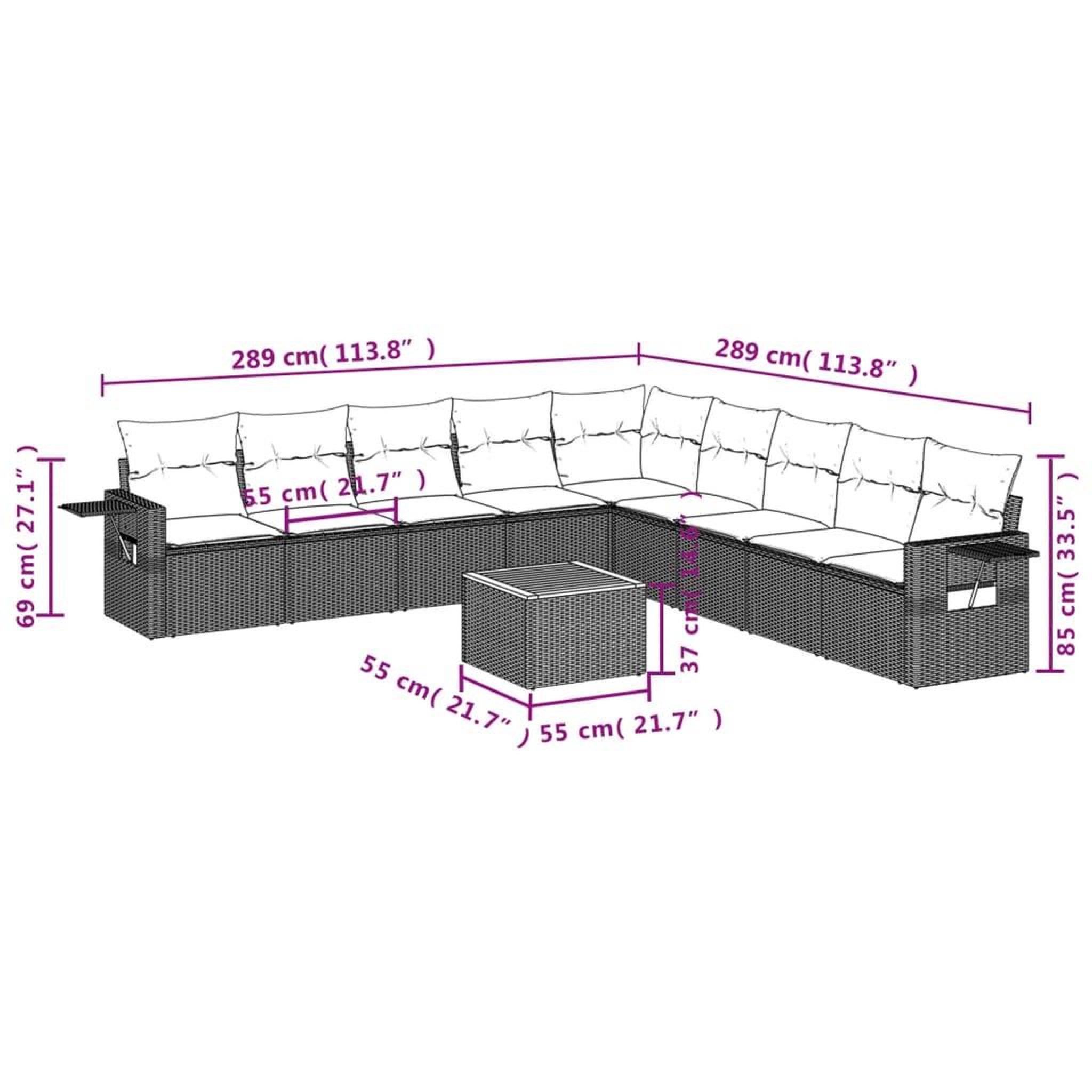 Voir la diapositive 6 : VIDAXL Salon de jardin 10 pcs avec coussins noir resine tressee
