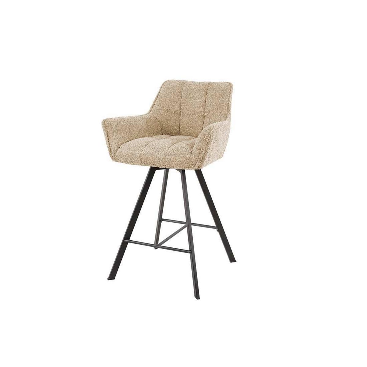 LISA DESIGN Hatti - lot de 2 tabourets de bar pivotants - en tissu bouclette sable