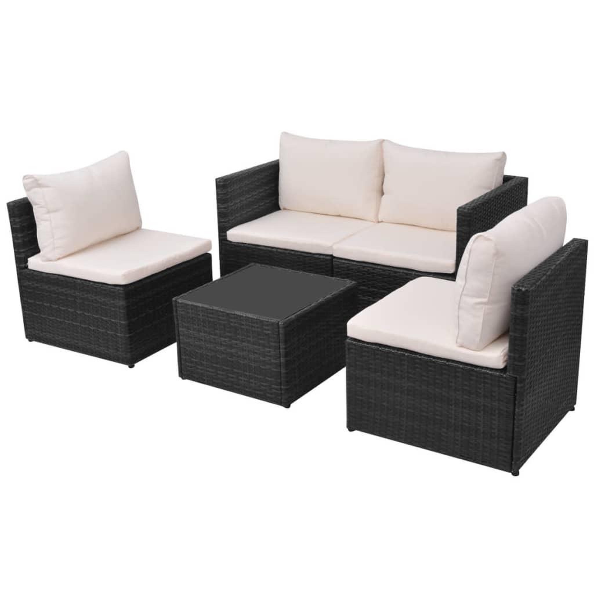 Voir la diapositive 3 : VIDAXL Salon de jardin 5 pcs avec coussins resine tressee noir