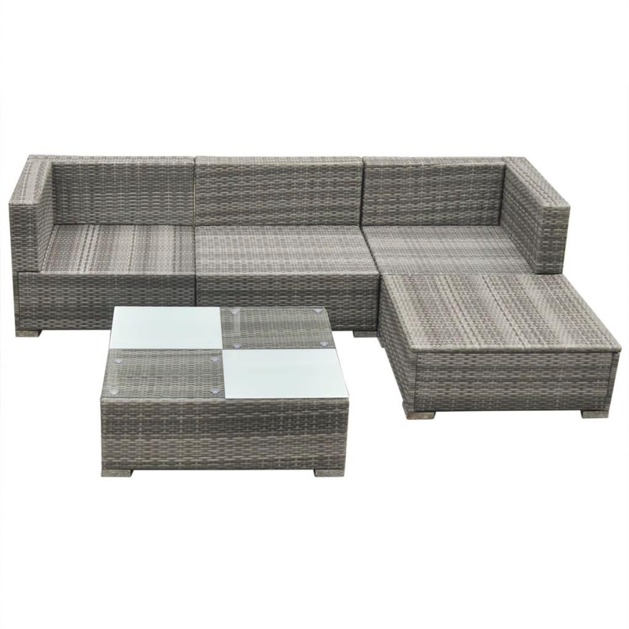 Voir la diapositive 4 : VIDAXL Salon de jardin 5 pcs avec coussins resine tressee gris
