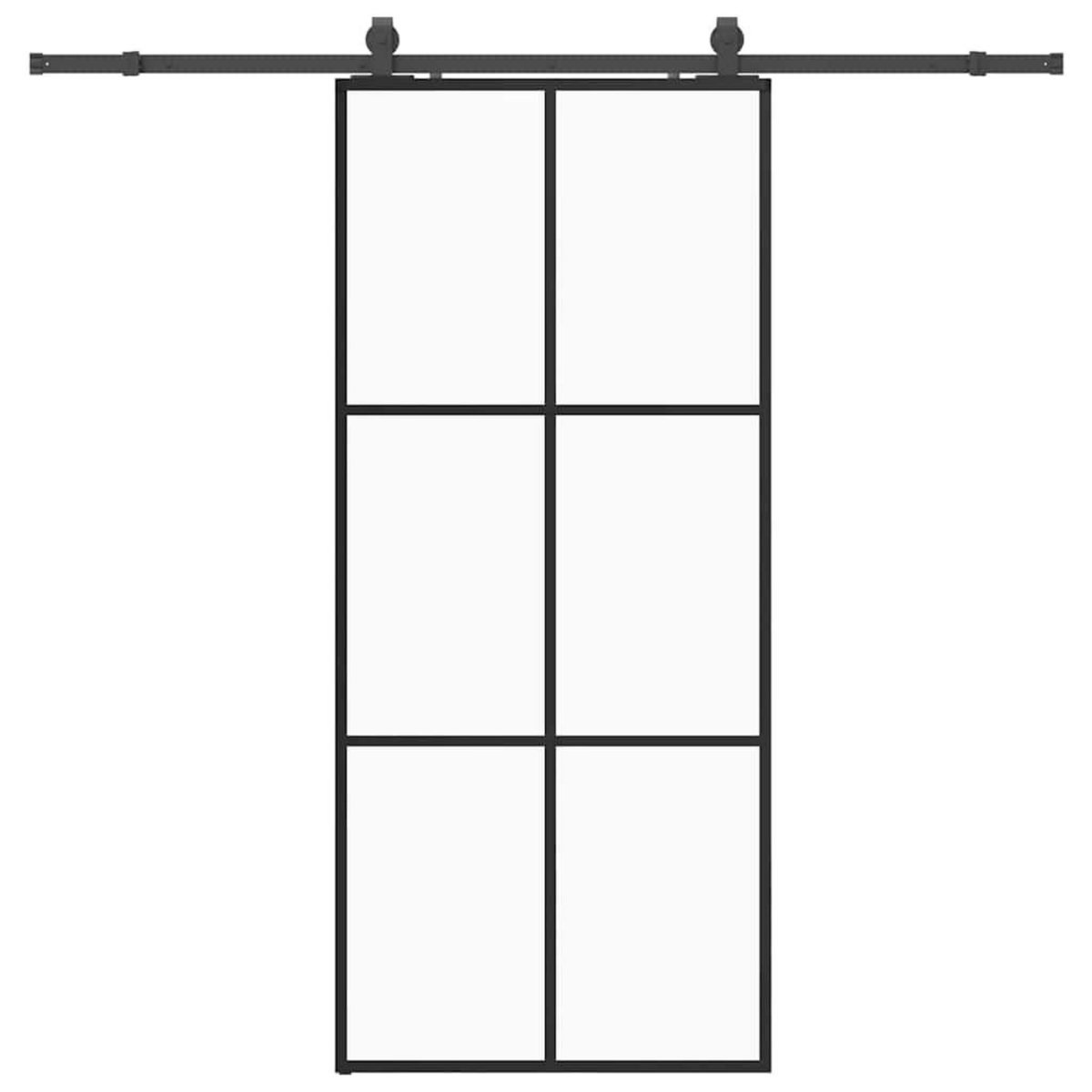 VIDAXL Porte coulissante kit de quincaillerie noir 90x205 cm verre ESG