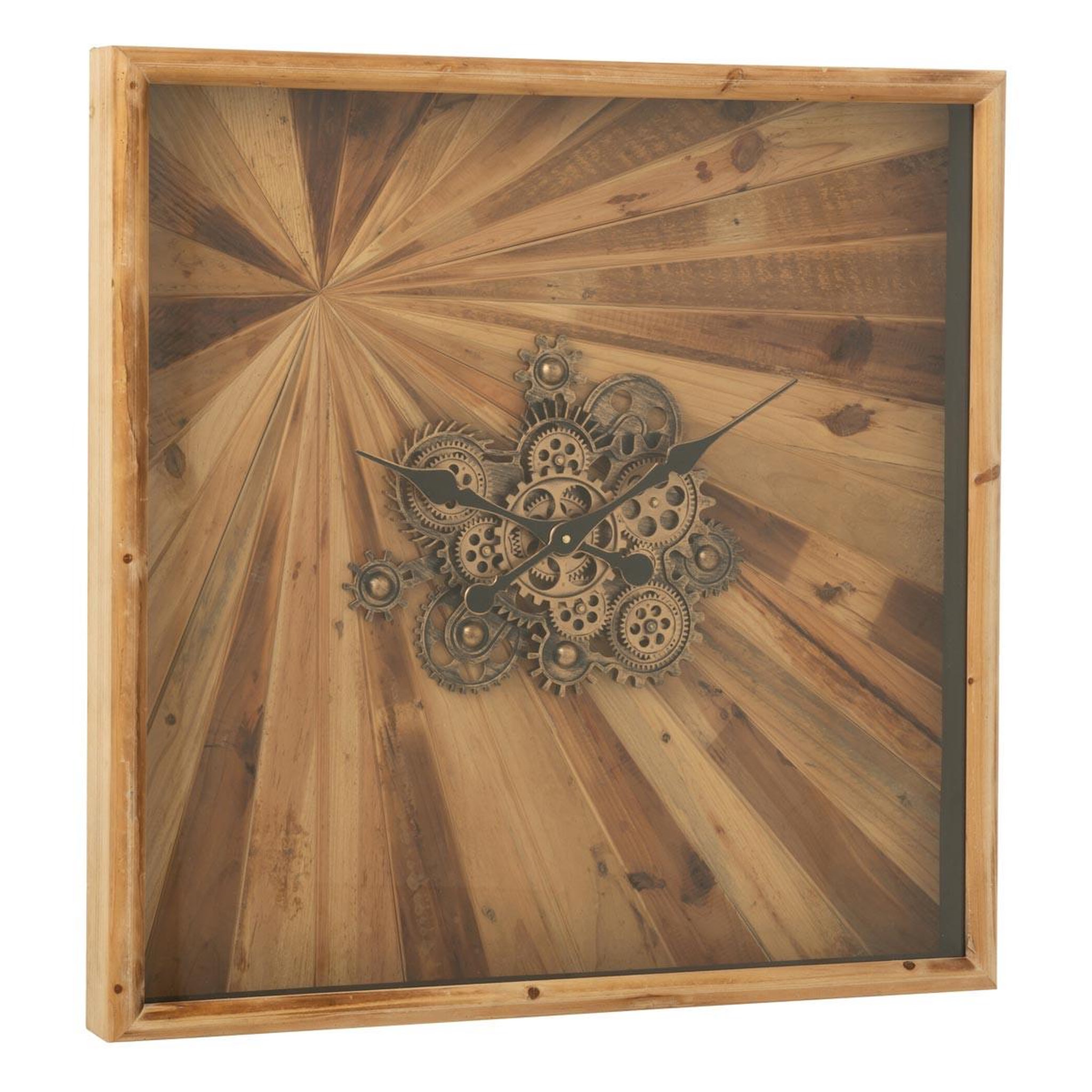 J-LINE Horloge murale engrenage  chalet  80cm naturel
