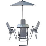 Habitat et Jardin Table et chaises de jardin avec parasol en métal  Convivia  - 4 places - Gris clair