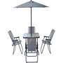 Voir la diapositive 1 : Habitat et Jardin Table et chaises de jardin avec parasol en métal  Convivia  - 4 places - Gris clair