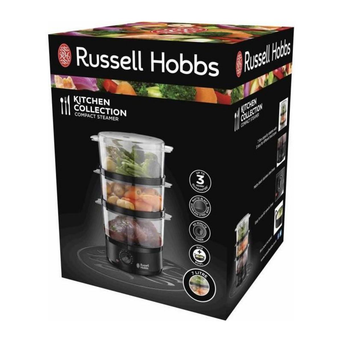 Russell Hobbs Cuiseur vapeur - RUSSELL HOBBS - Matte Black - 26530-56 - 400 W - 7 L - 3 paniers vapeur - Noir