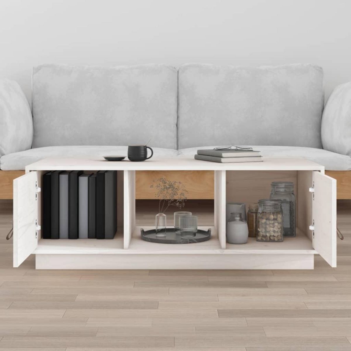 VIDAXL Table basse Blanc 100x50x35 cm Bois massif de pin