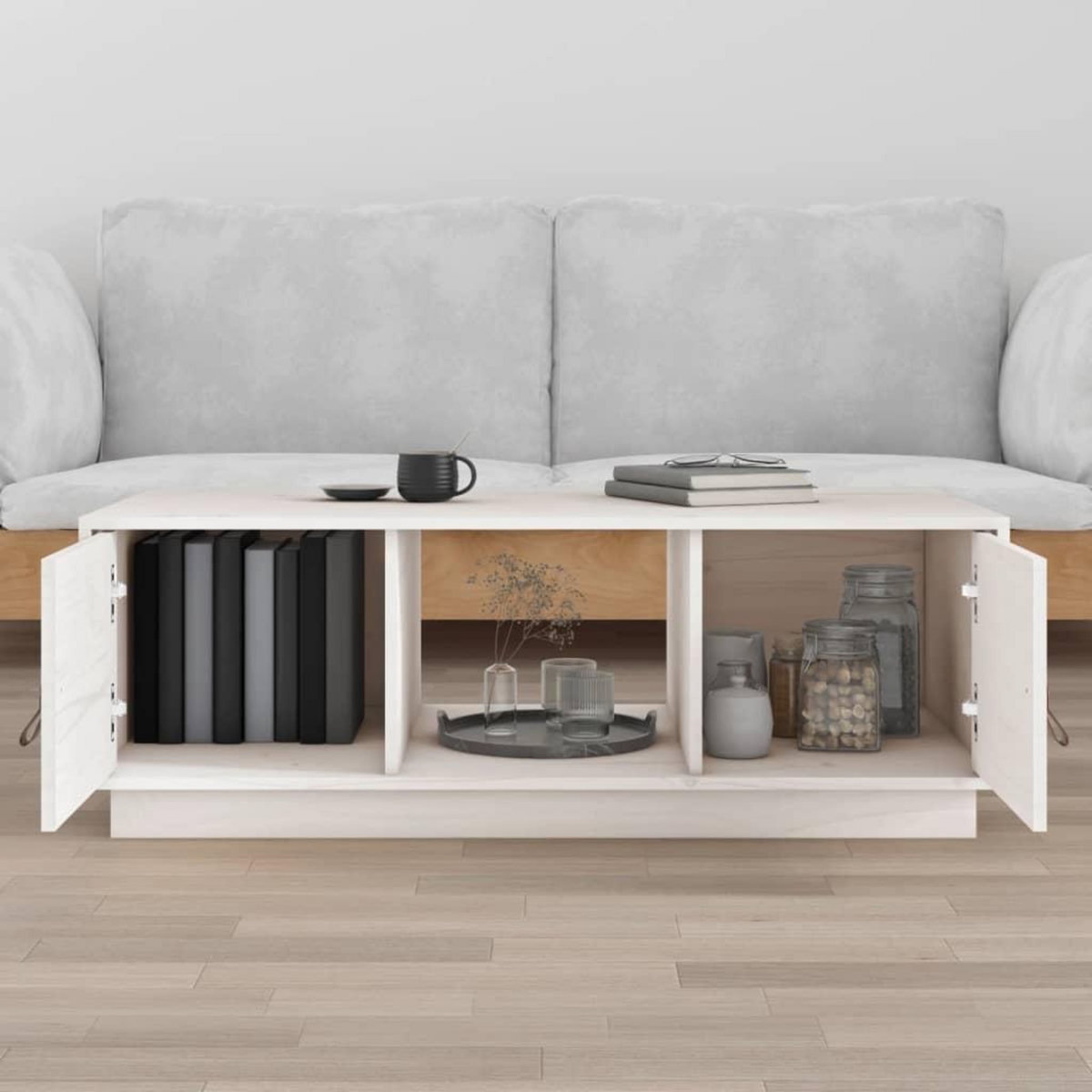 VIDAXL Table basse Blanc 100x50x35 cm Bois massif de pin