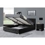 CONCEPT USINE Cadre de lit capitonnée noir avec coffre de rangement intégré 160x200 cm NEWINGTON