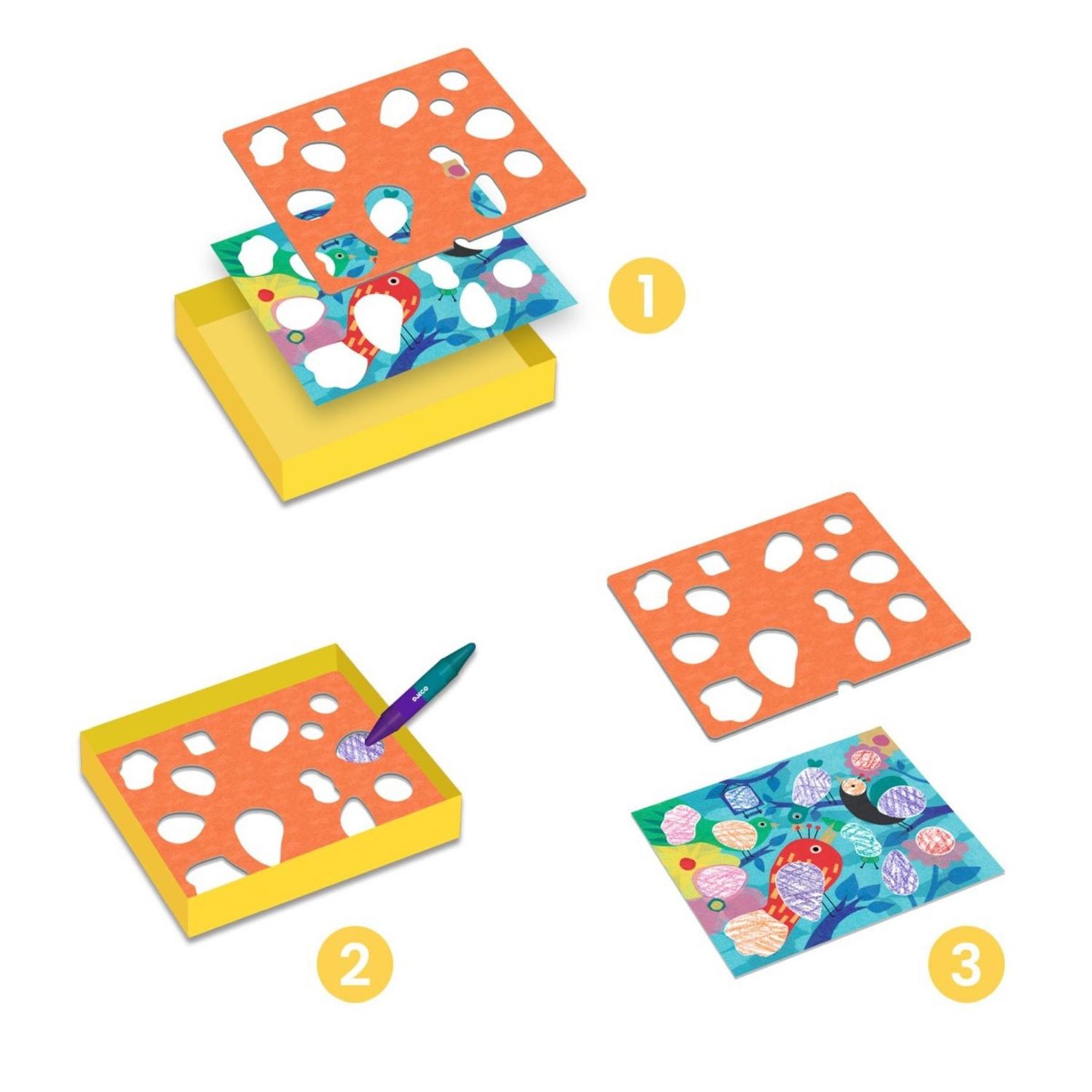 Voir la diapositive 4 : Djeco Piou piou  and  co coffret de coloriage