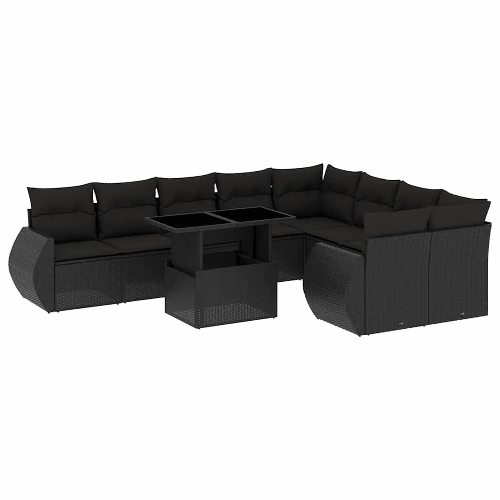 Voir la diapositive 2 : VIDAXL Salon de jardin 10 pcs avec coussins noir resine tressee
