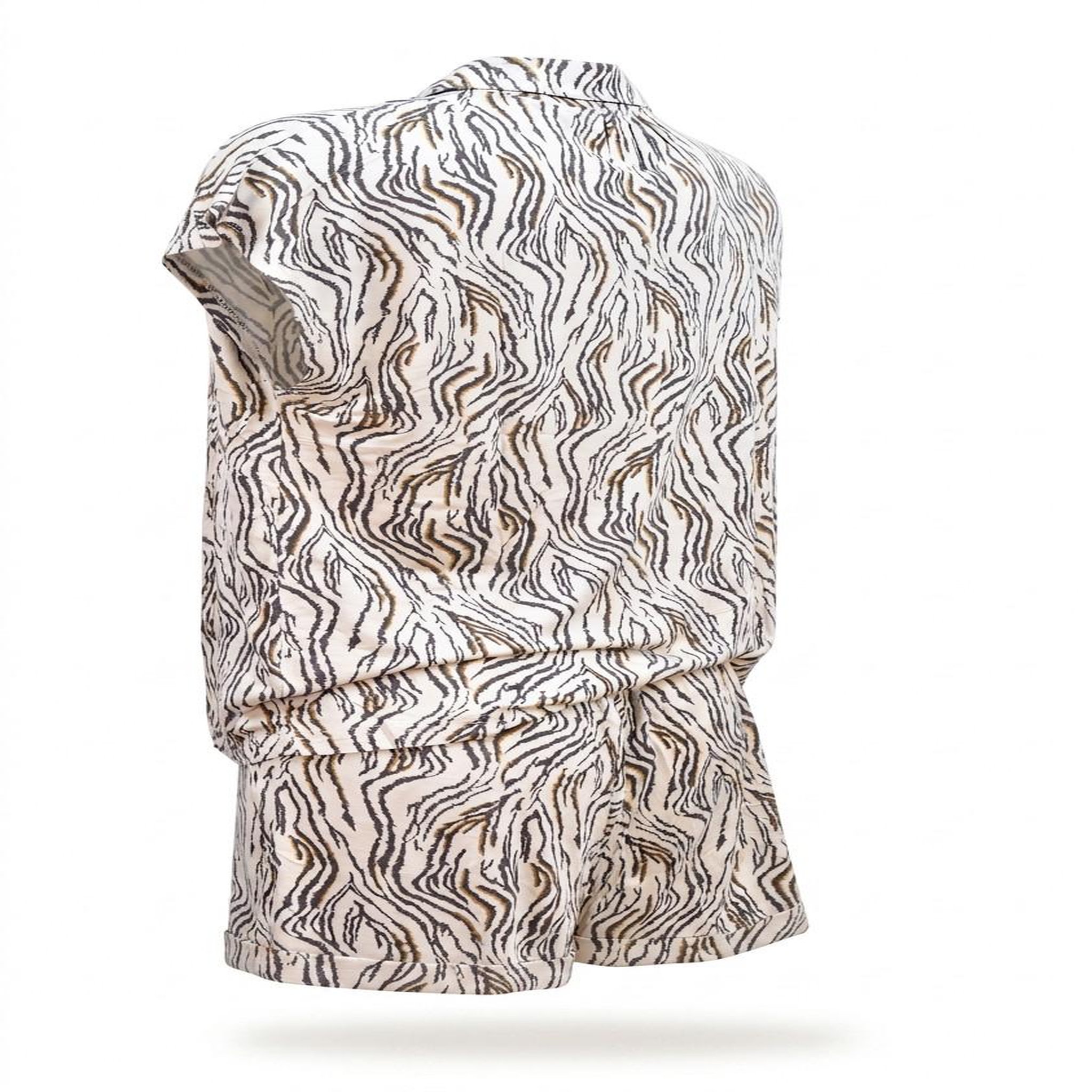 Voir la diapositive 5 : OZABI OZABI Pack 2 Pyjamas Courts Femme, Chemise Boutonnée et Short Imprimé Zébré