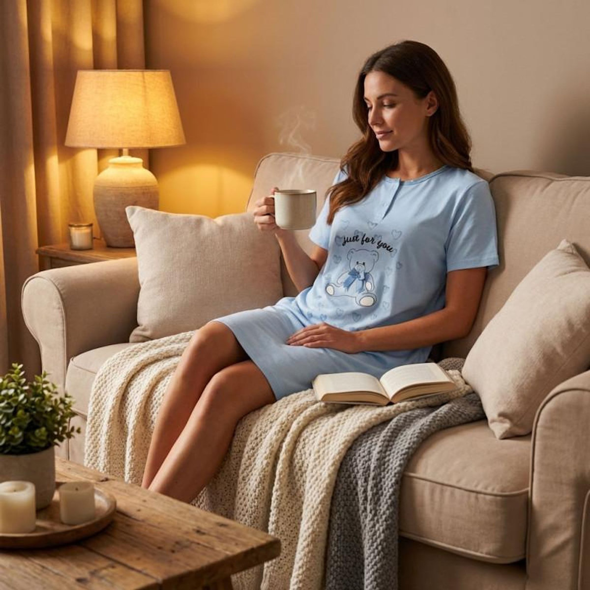 OZABI OZABI Chemise de Nuit Femme Microfibre OURSON Manches Courtes