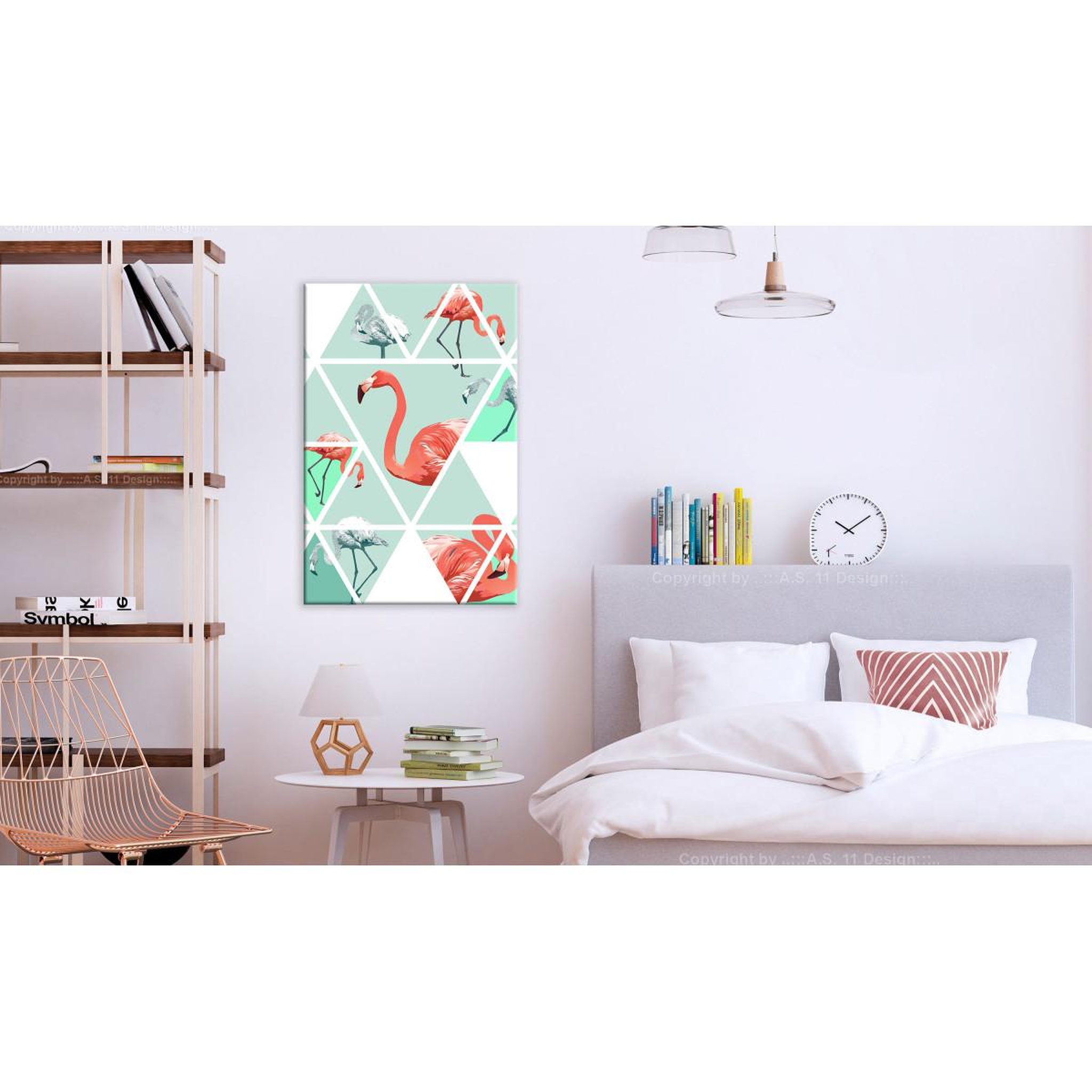 Voir la diapositive 2 : Paris Prix Tableau Imprimé  Geometric Flamingos
