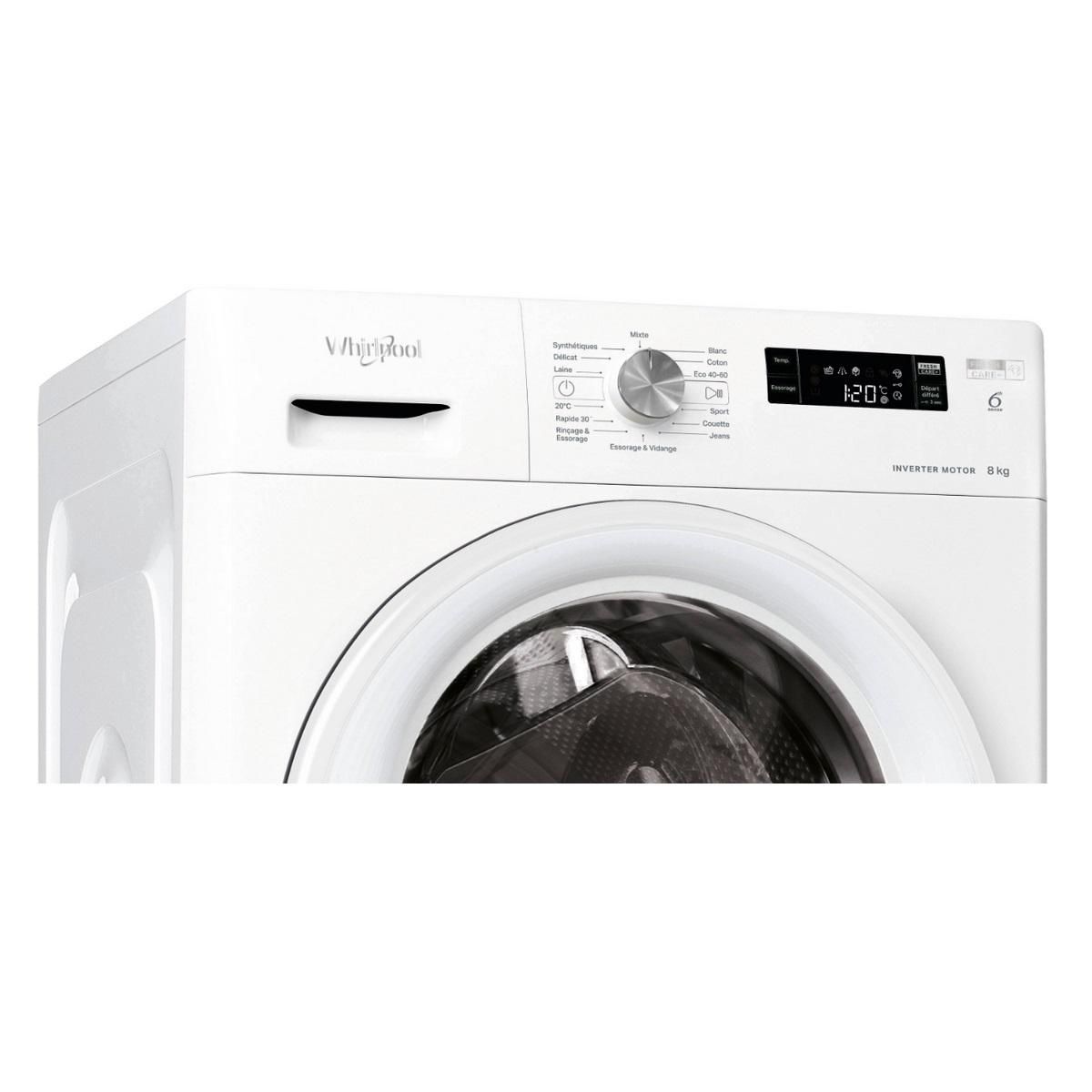 Whirlpool Lave-linge hublot 8kg 1200 tours/min - PFFS38258WFR