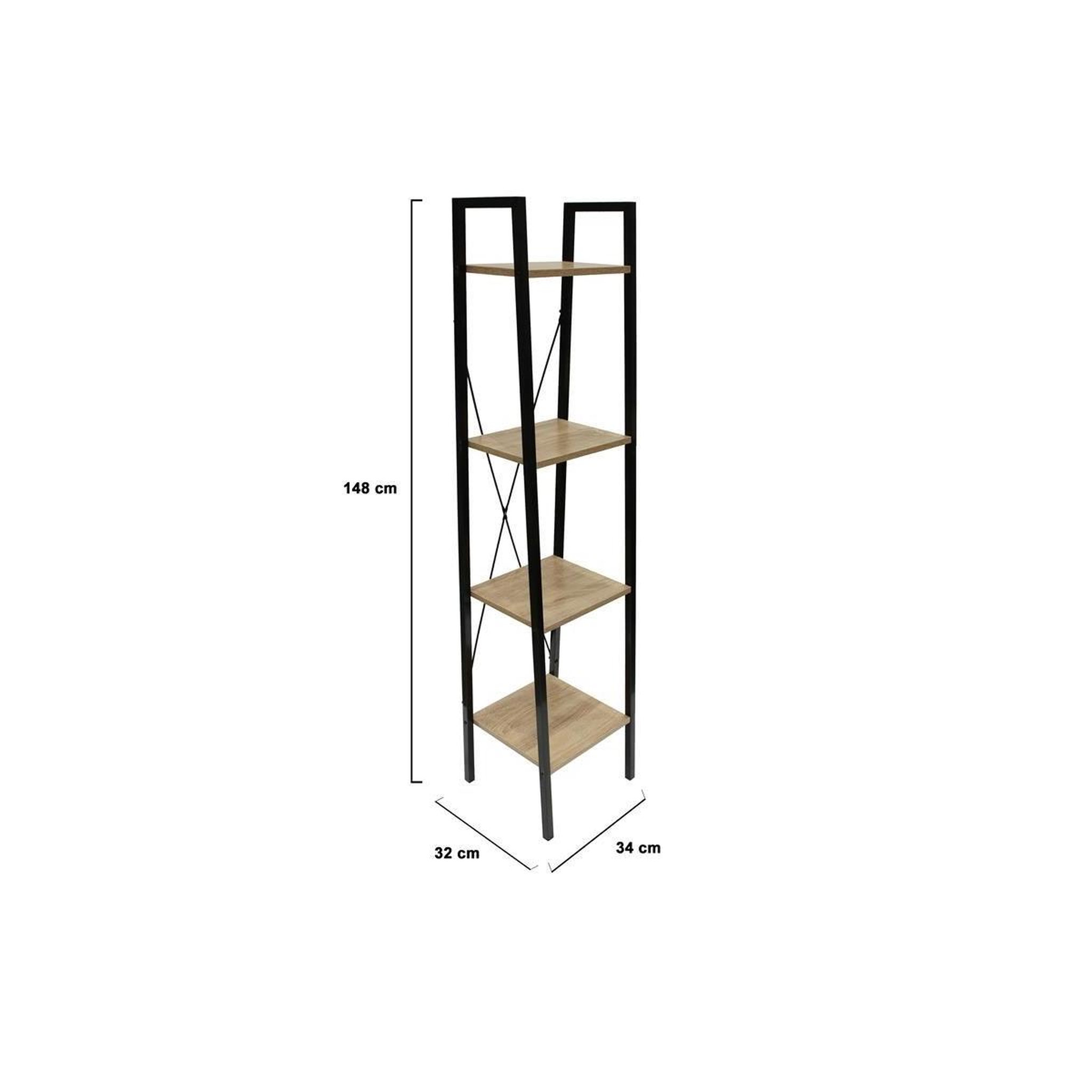 Voir la diapositive 2 : The Home Deco Factory Étagère 4 niveaux  bois & métal  148cm naturel