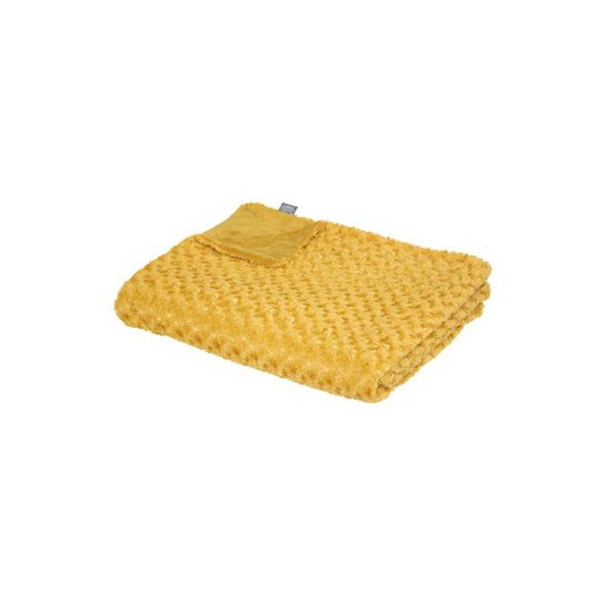 ATMOSPHERA Plaid imitation fourrure  bouclée  180x230cm ocre