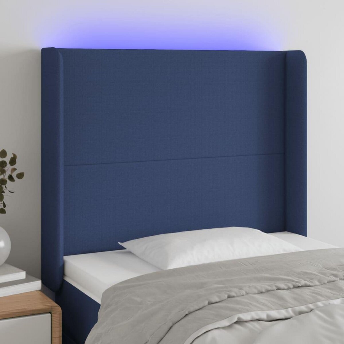VIDAXL Tete de lit a LED Bleu 93x16x118/128 cm Tissu
