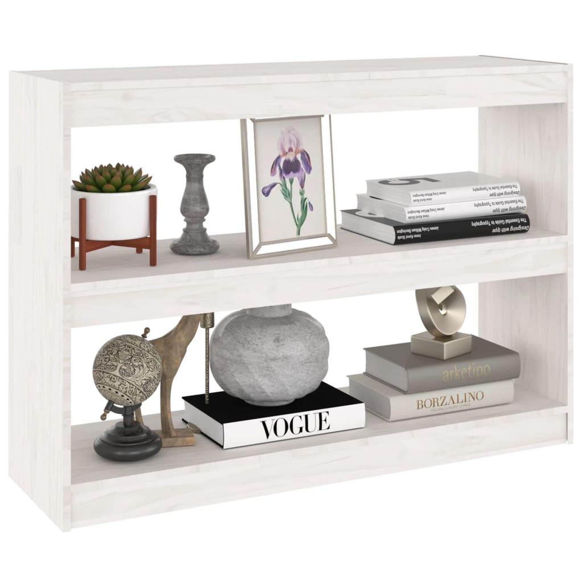 Voir la diapositive 4 : VIDAXL Bibliotheque/Separateur de piece Blanc 100x30x71,5cm Pin massif