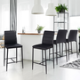 Voir la diapositive 2 : ID MARKET Lot de 4 tabourets ROMANE en PVC noir design contemporain chaises de bar rembourrées