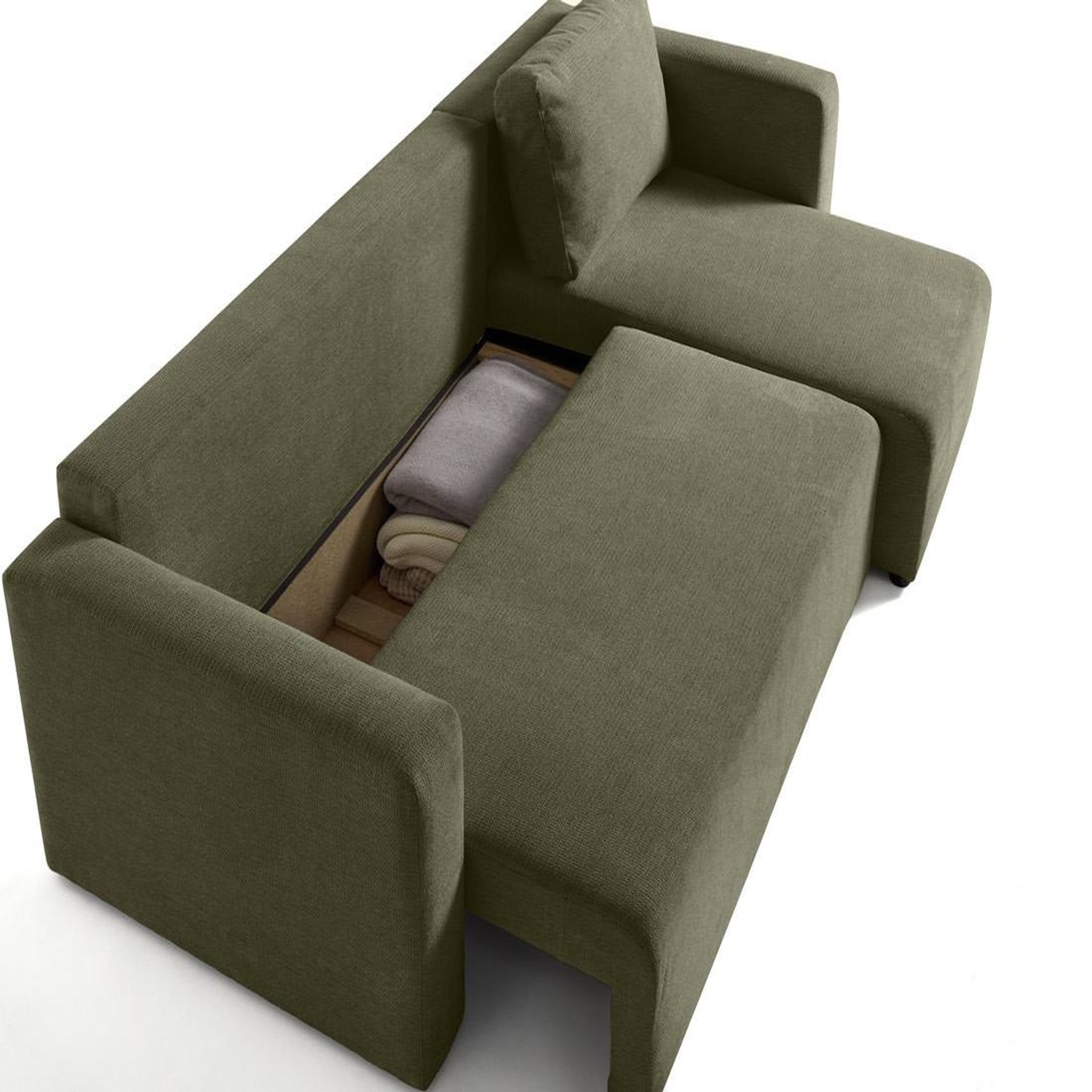 Voir la diapositive 5 : BEST MOBILIER Canopy - canapé d'angle réversible - 4 places - convertible avec coffre - en tissu texturé