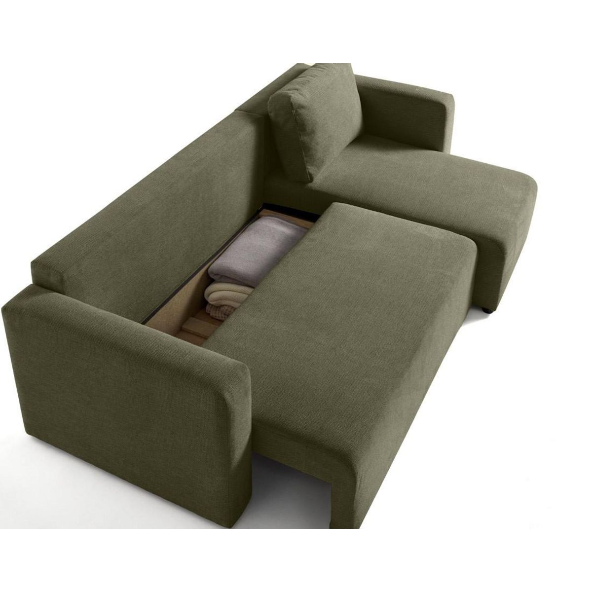 BEST MOBILIER Canopy - canapé d'angle réversible - 4 places - convertible avec coffre - en tissu texturé