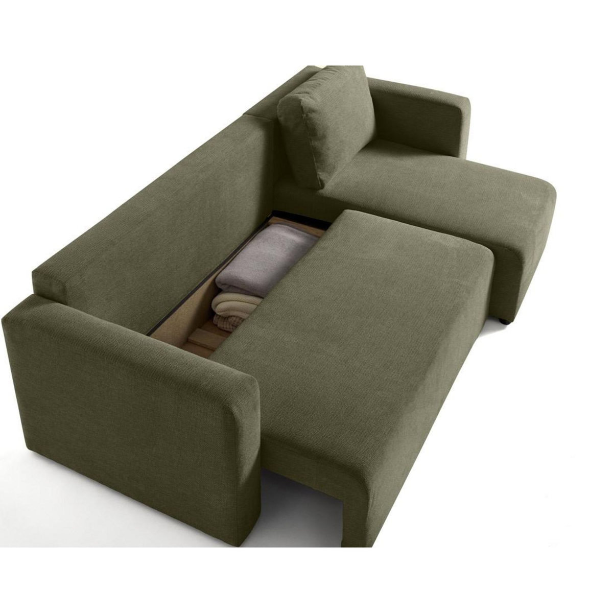 BEST MOBILIER Canopy - canapé d'angle réversible - 4 places - convertible avec coffre - en tissu texturé