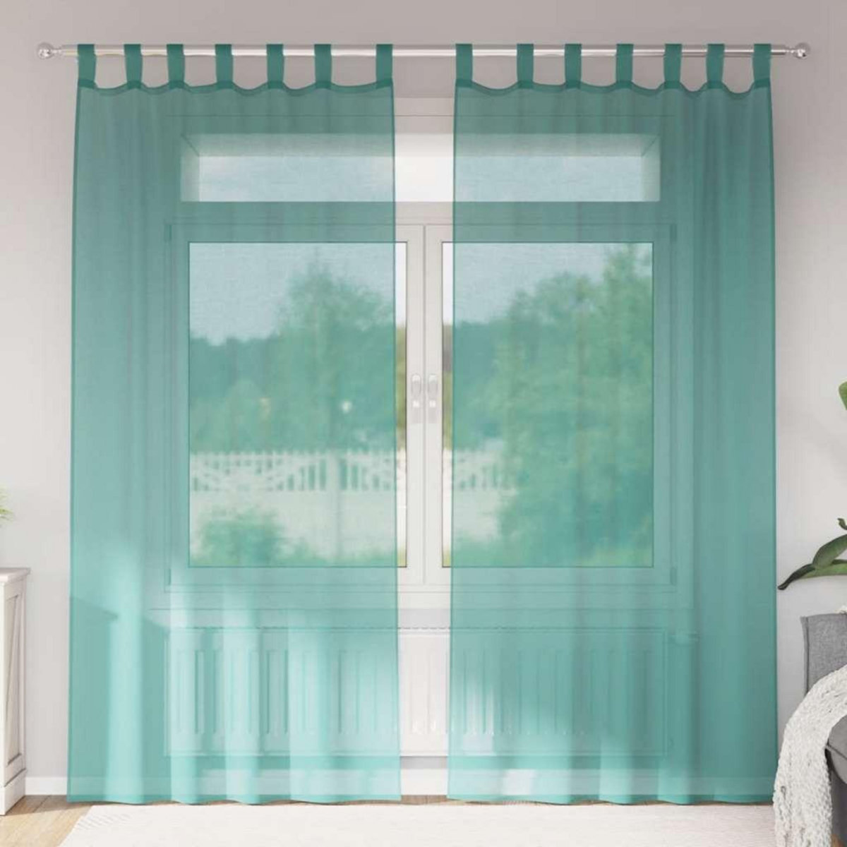 VIDAXL Rideaux en voile avec passe-tringles 2 pcs turquoise
