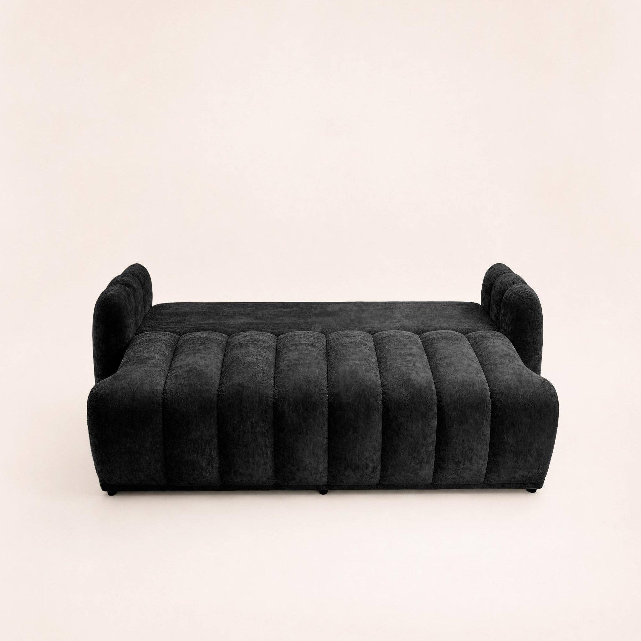 Voir la diapositive 5 : BEST MOBILIER Silvia - canapé droit 3 places convertible avec coffre - en tissu bouclette