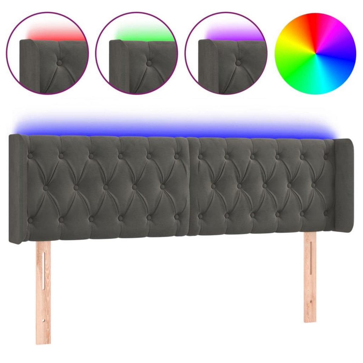 VIDAXL Tete de lit a LED Gris fonce 147x16x78/88 cm Velours