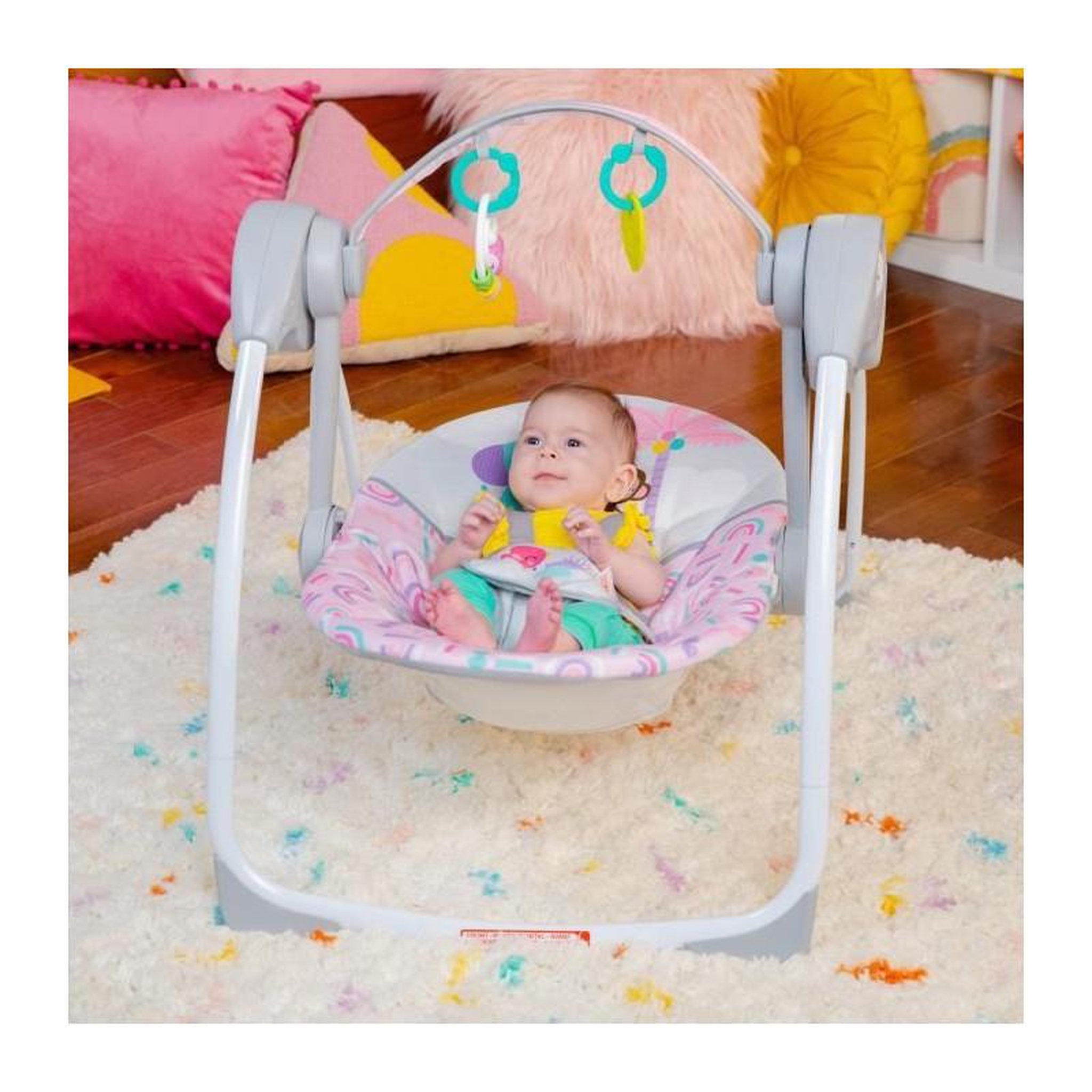 Voir la diapositive 2 : Bright Starts BRIGHT STARTS Balancelle bébé pink paradise, léger et pliable, des la naissance