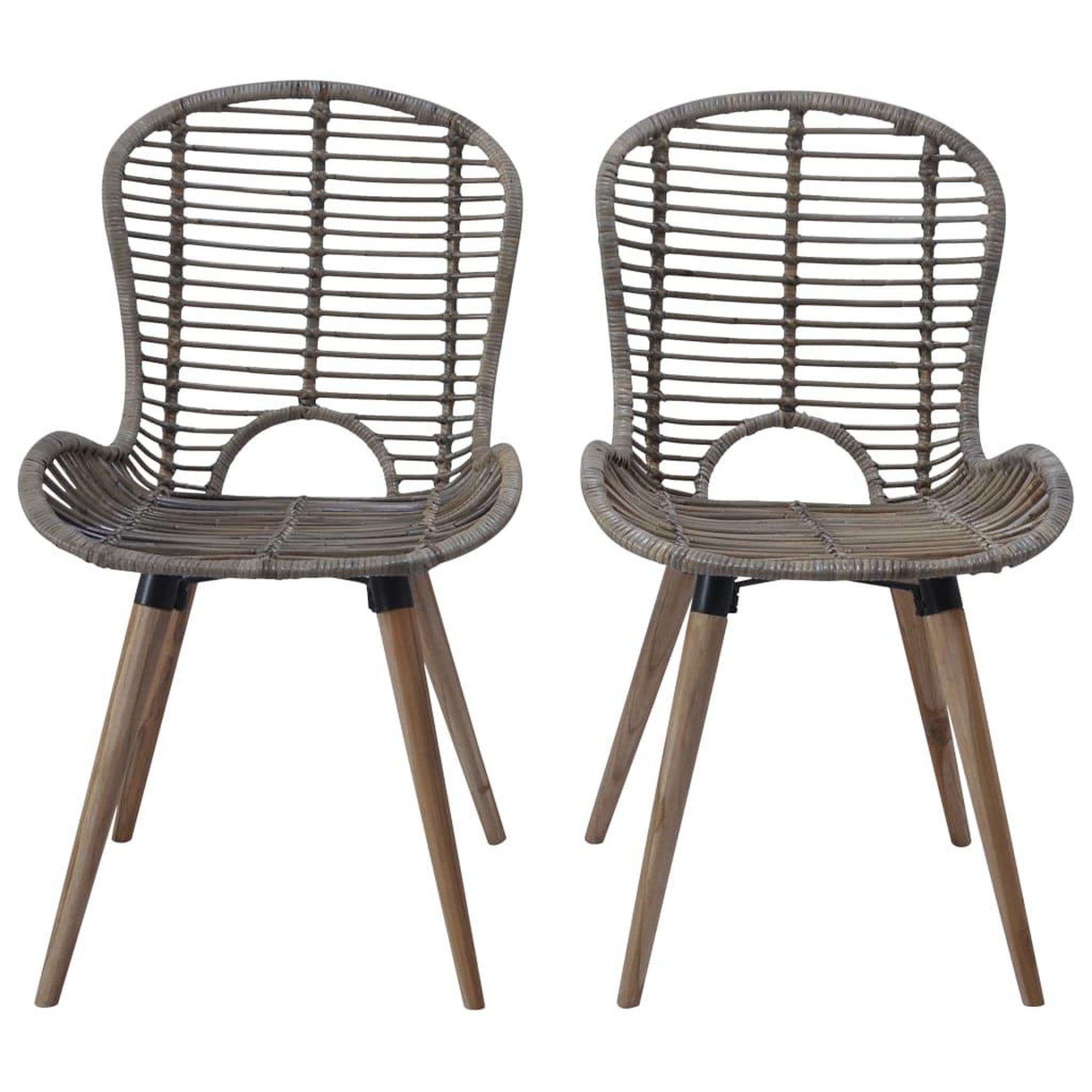 Voir la diapositive 2 : VIDAXL Chaises a manger lot de 2 marron rotin naturel