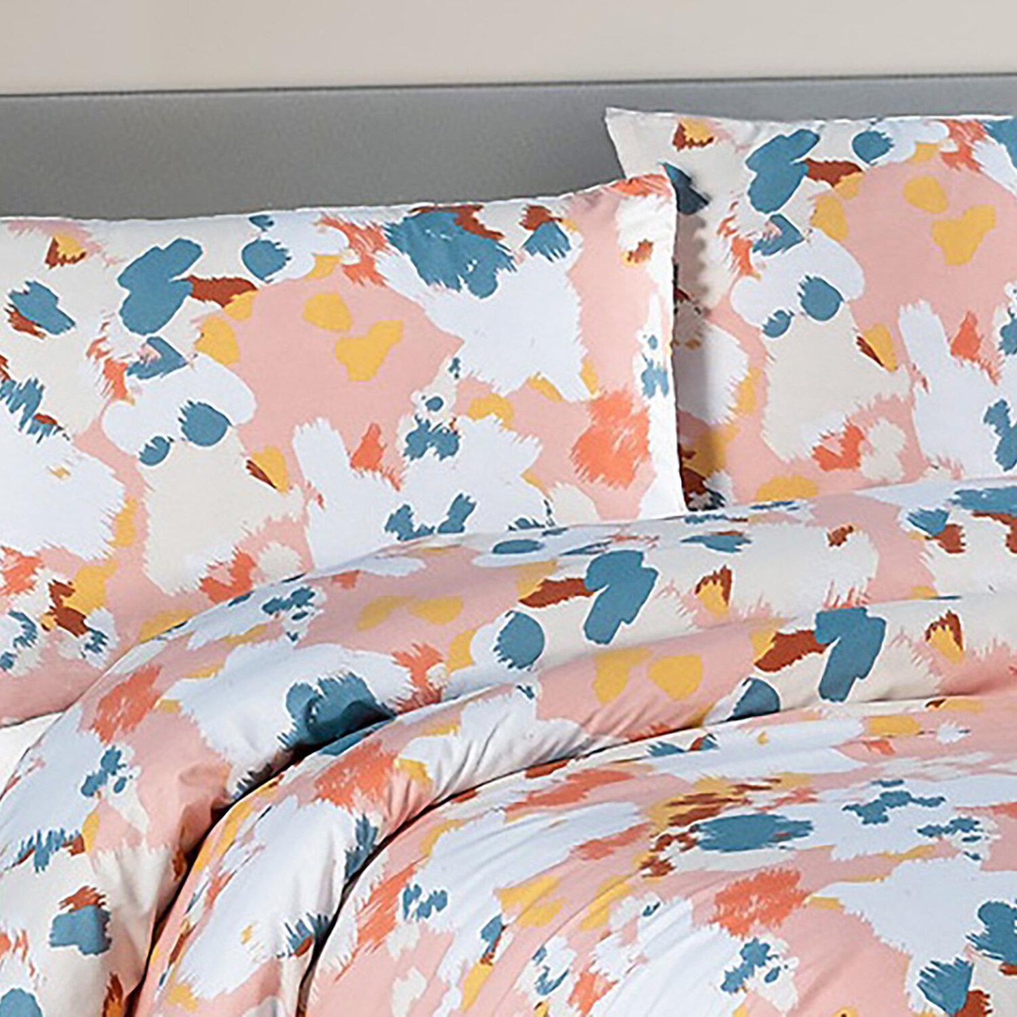Voir la diapositive 3 : Home collection Parure housse de couette 3 pcs 240x220 cm 100% coton 57 fils imprimé. Eclat