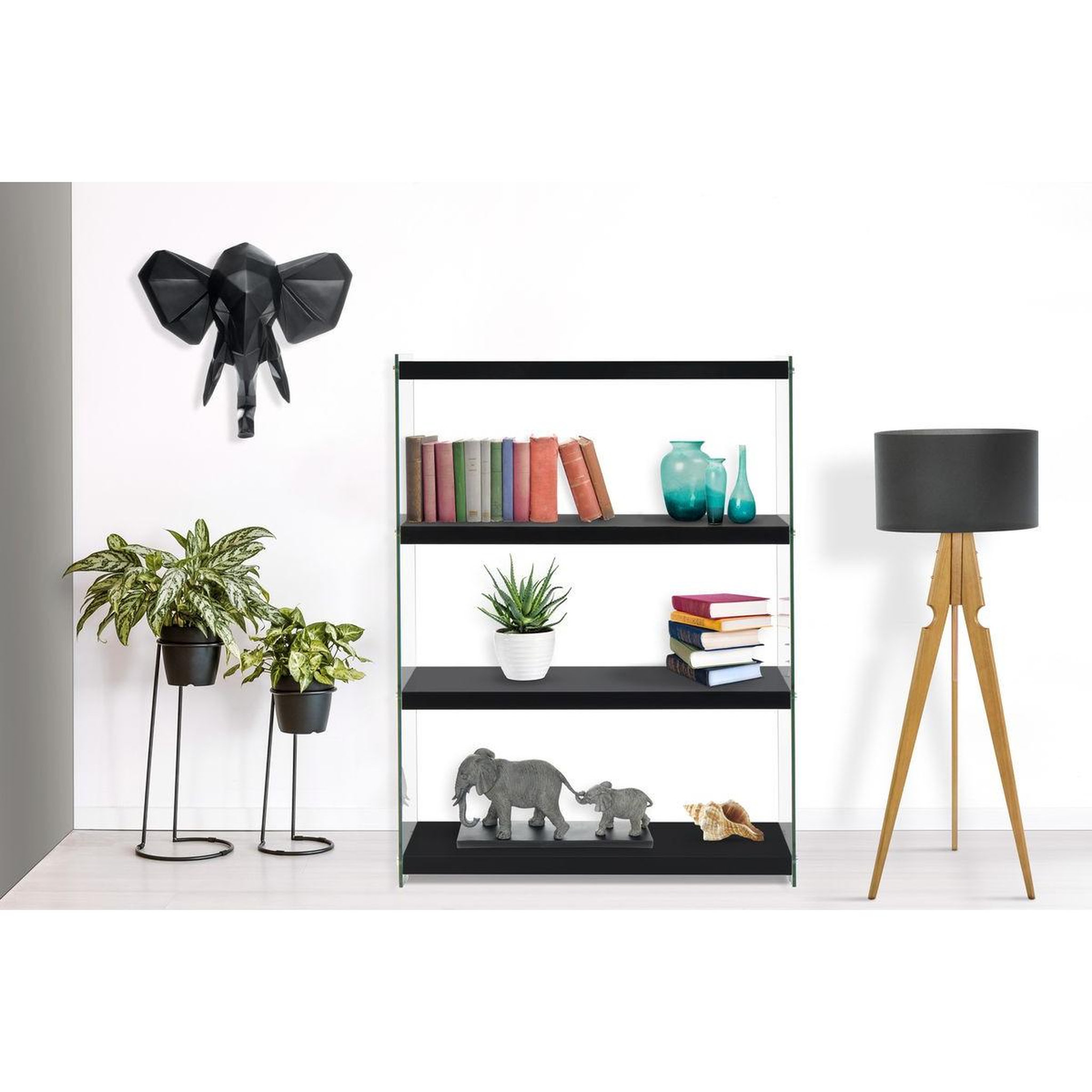 Voir la diapositive 3 : Paris Prix Étagère 4 Niveaux  Elementary  113cm Noir Brillant