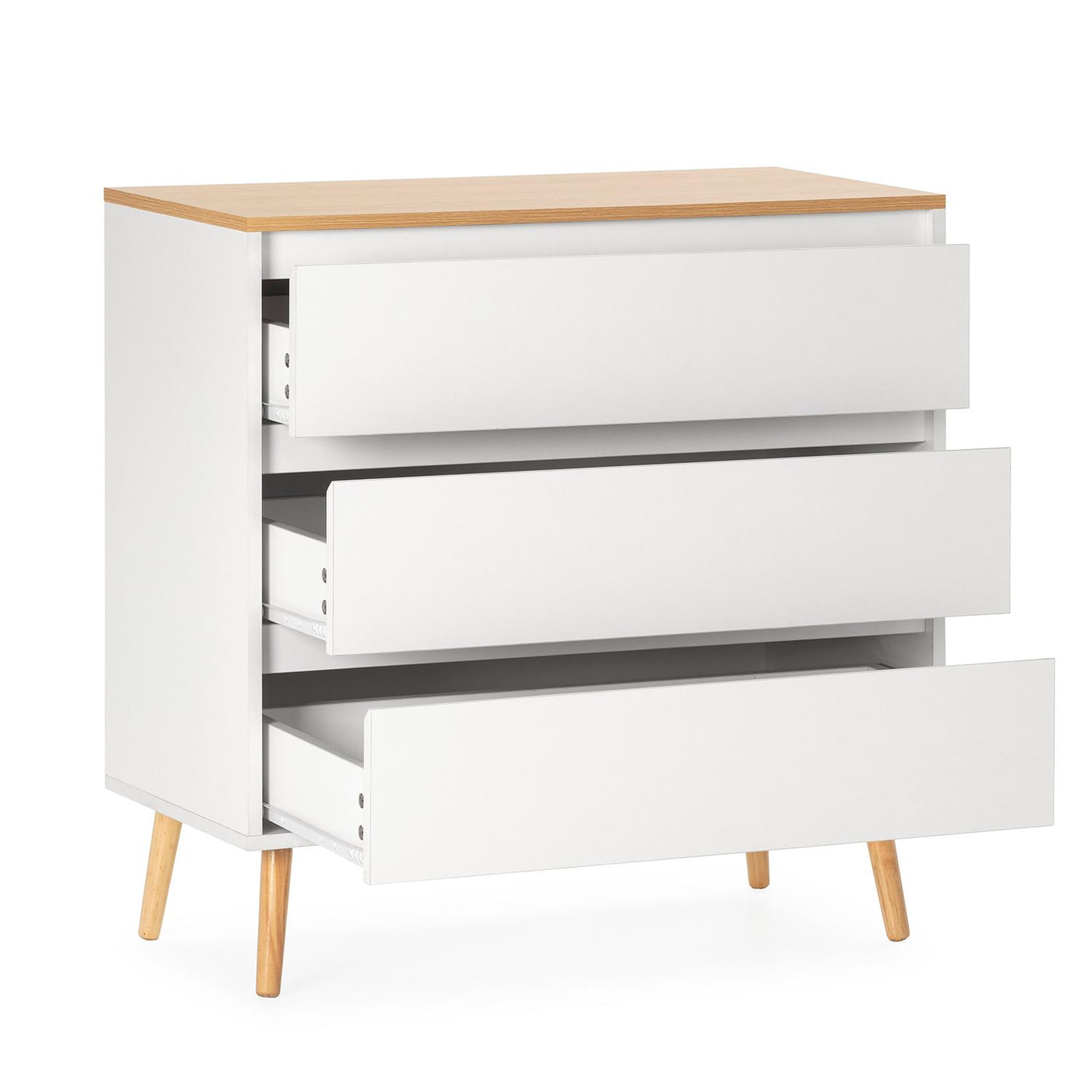 Voir la diapositive 3 : VS VENTA-STOCK Commode Desi 3 tiroirs couleur Blanc