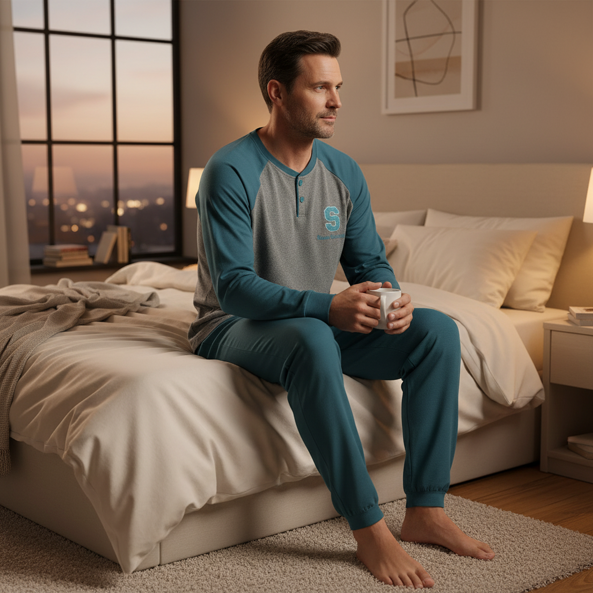 Voir la diapositive 4 : OZABI Ozabi ensemble pyjama homme doublé polaire bicolore sweet secret club