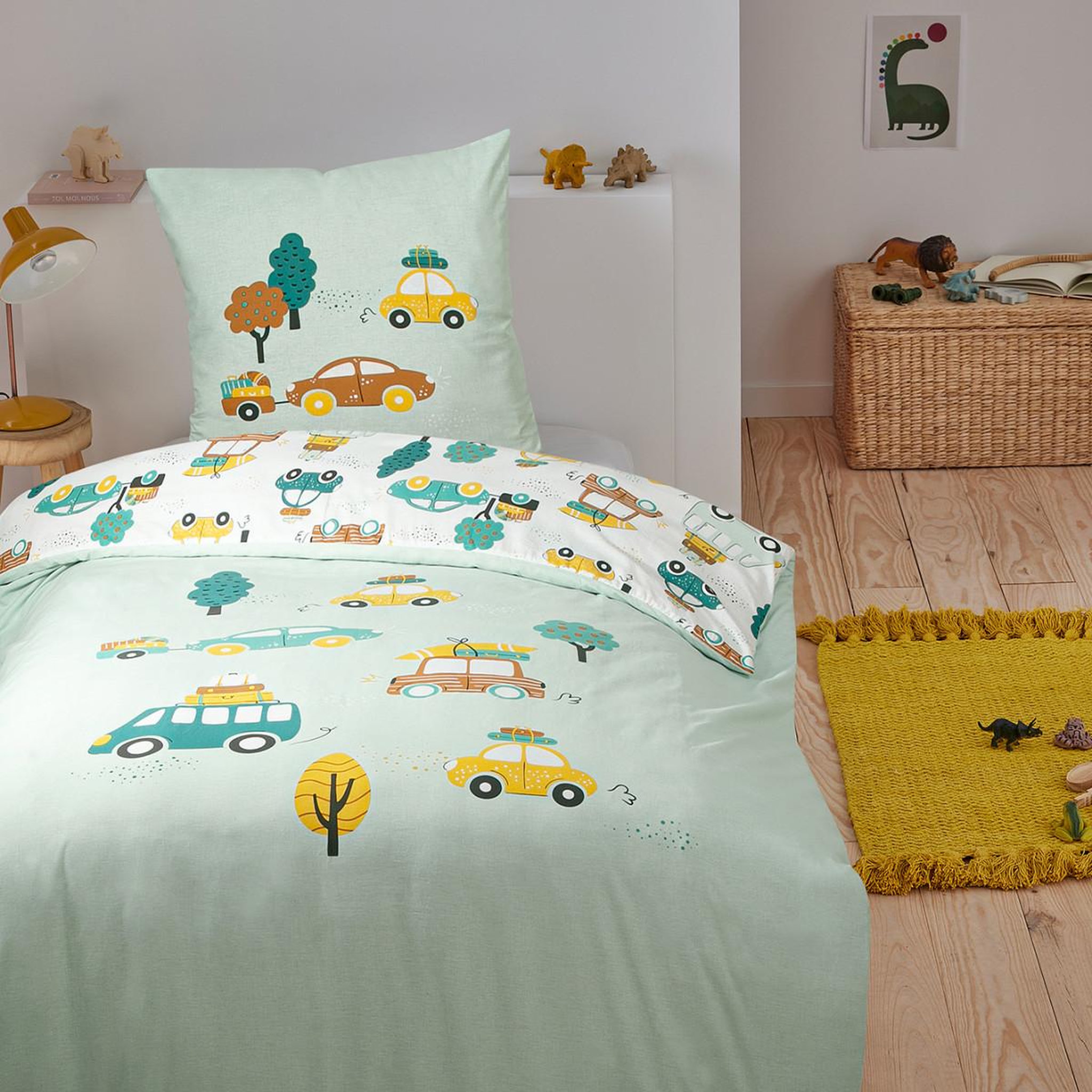 FUTURE HOME Parure de lit enfant voiture réversible 140x200cm