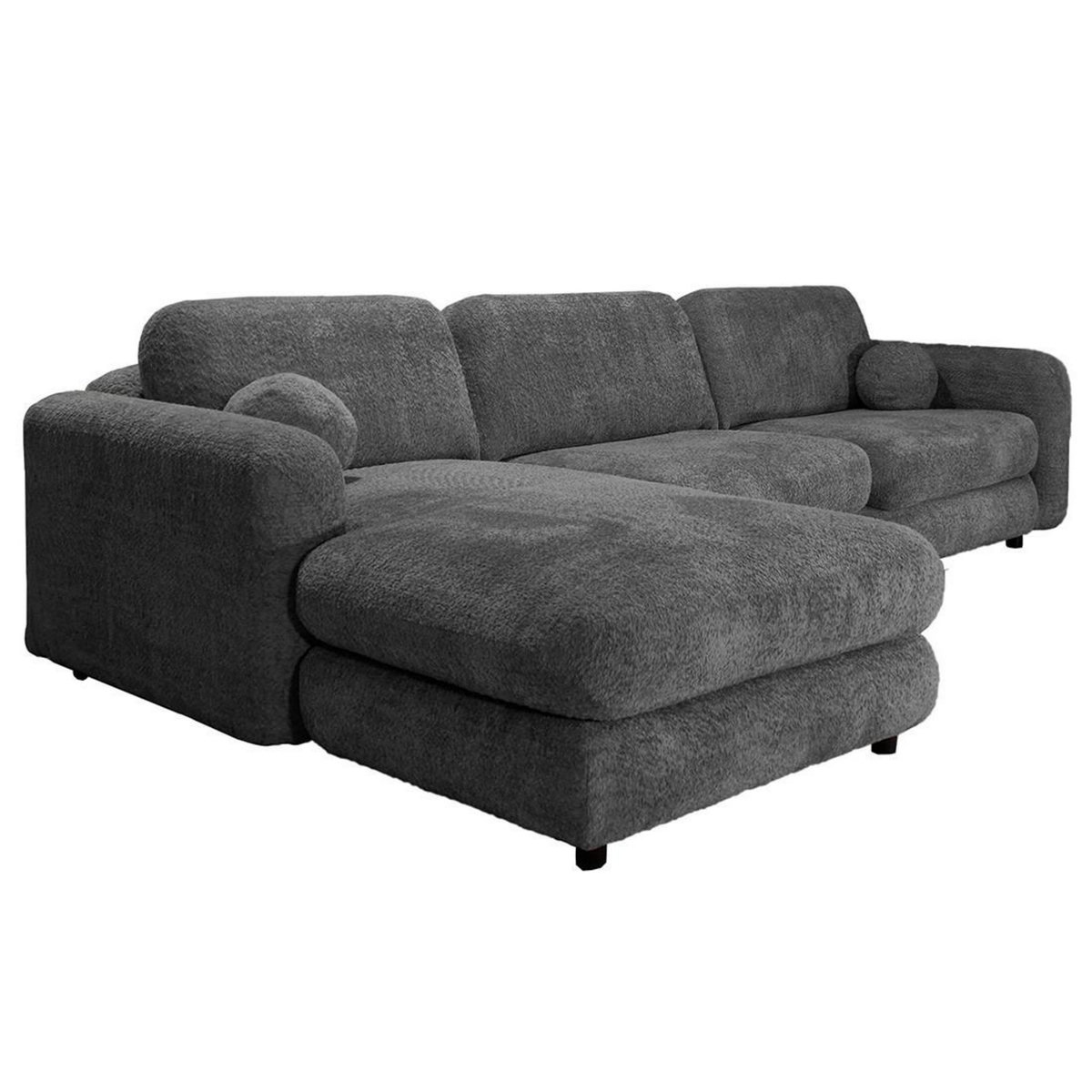 LISA DESIGN Rachel - canapé d'angle gauche 4 places en tissu bouclette