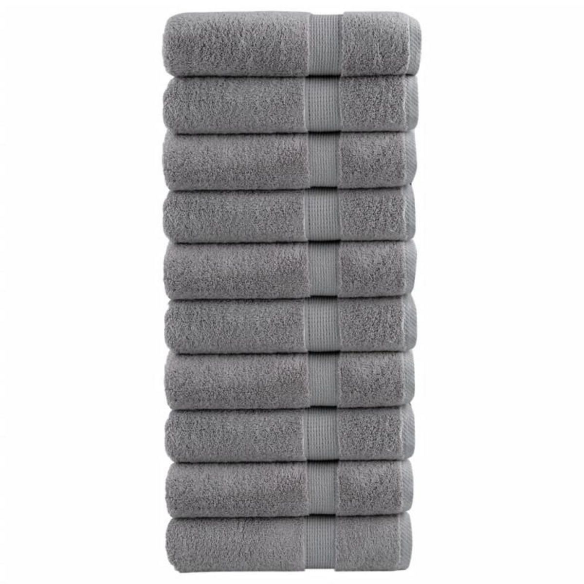 VIDAXL Serviettes de douche de qualité supérieure SOLUND 10 pcs gris