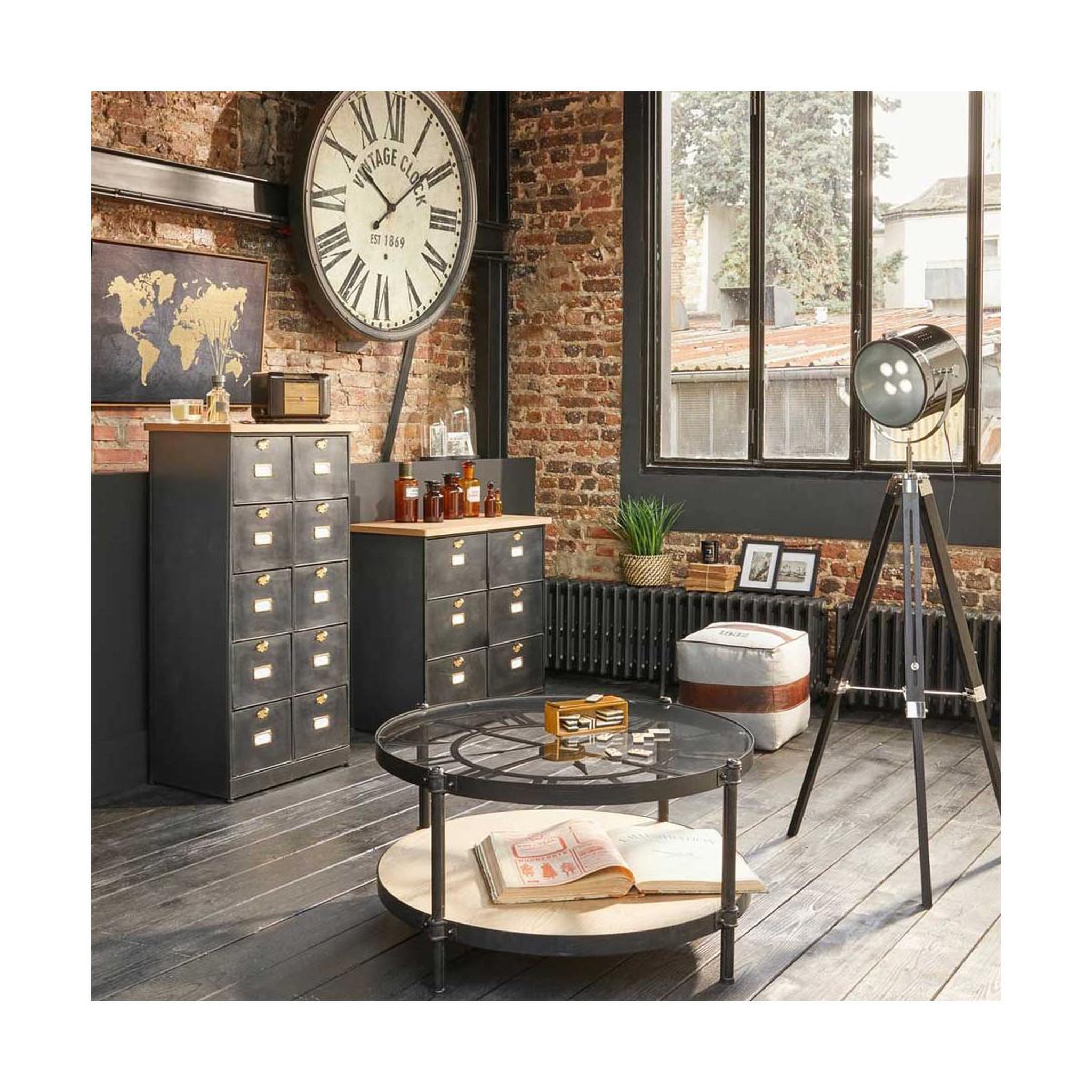 Voir la diapositive 2 : ATMOSPHERA Commode design 10 tiroirs  ivan  122cm noir