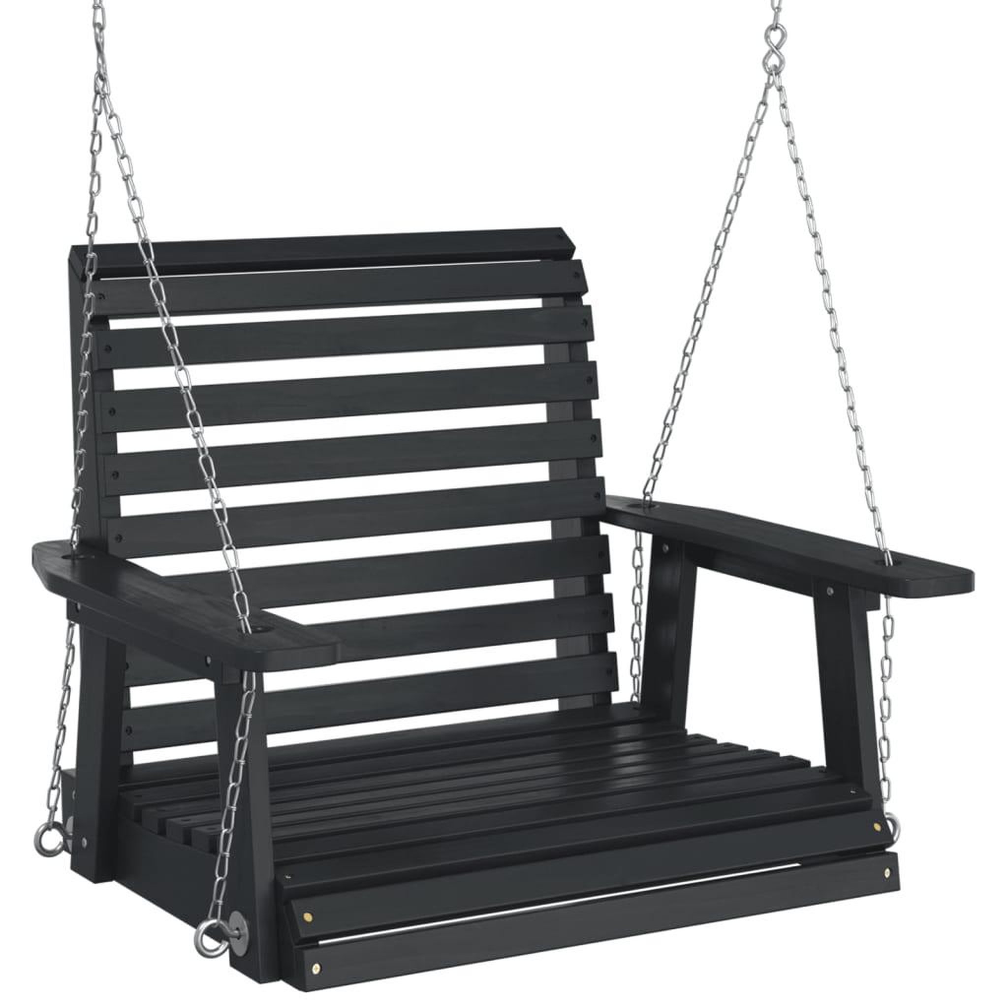 Voir la diapositive 2 : VIDAXL Chaise balançoire de jardin chaînes en metal bois massif sapin