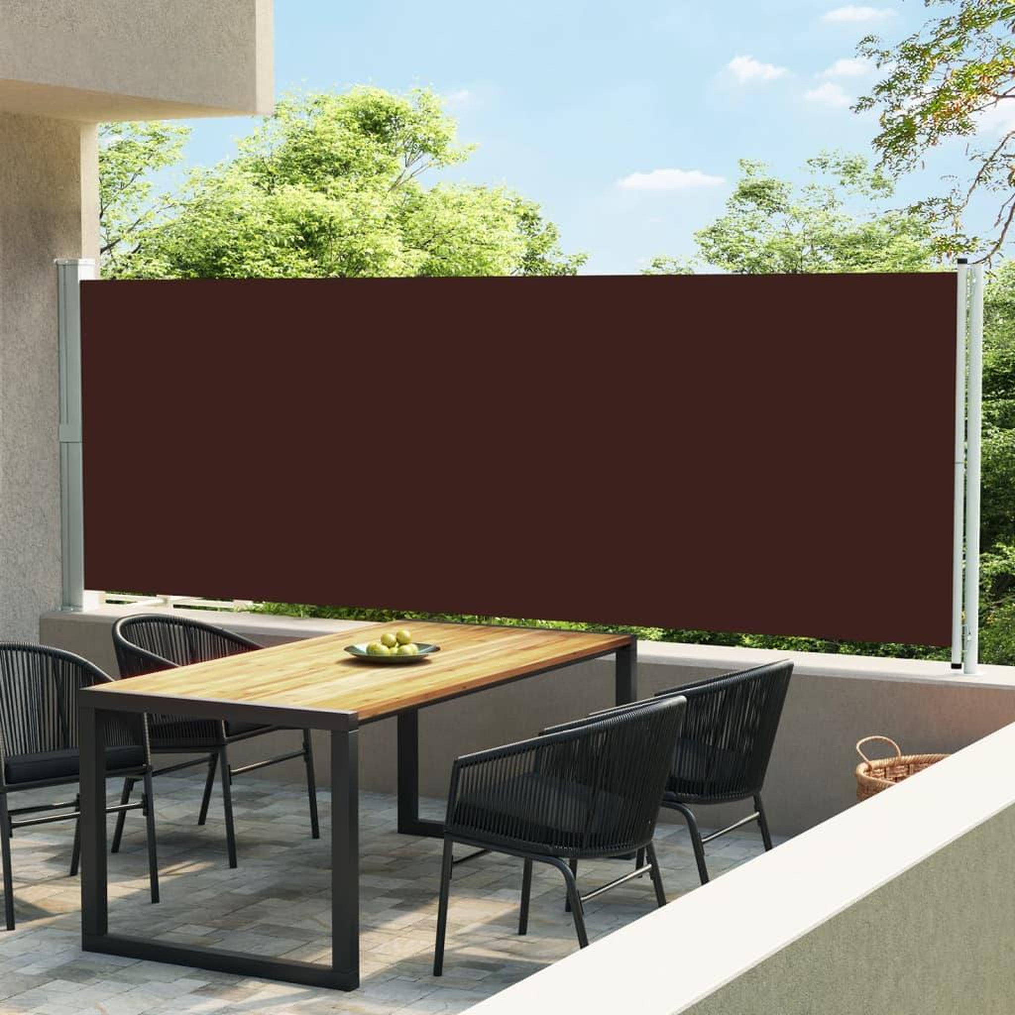 VIDAXL Auvent lateral retractable de patio 600x160 cm marron