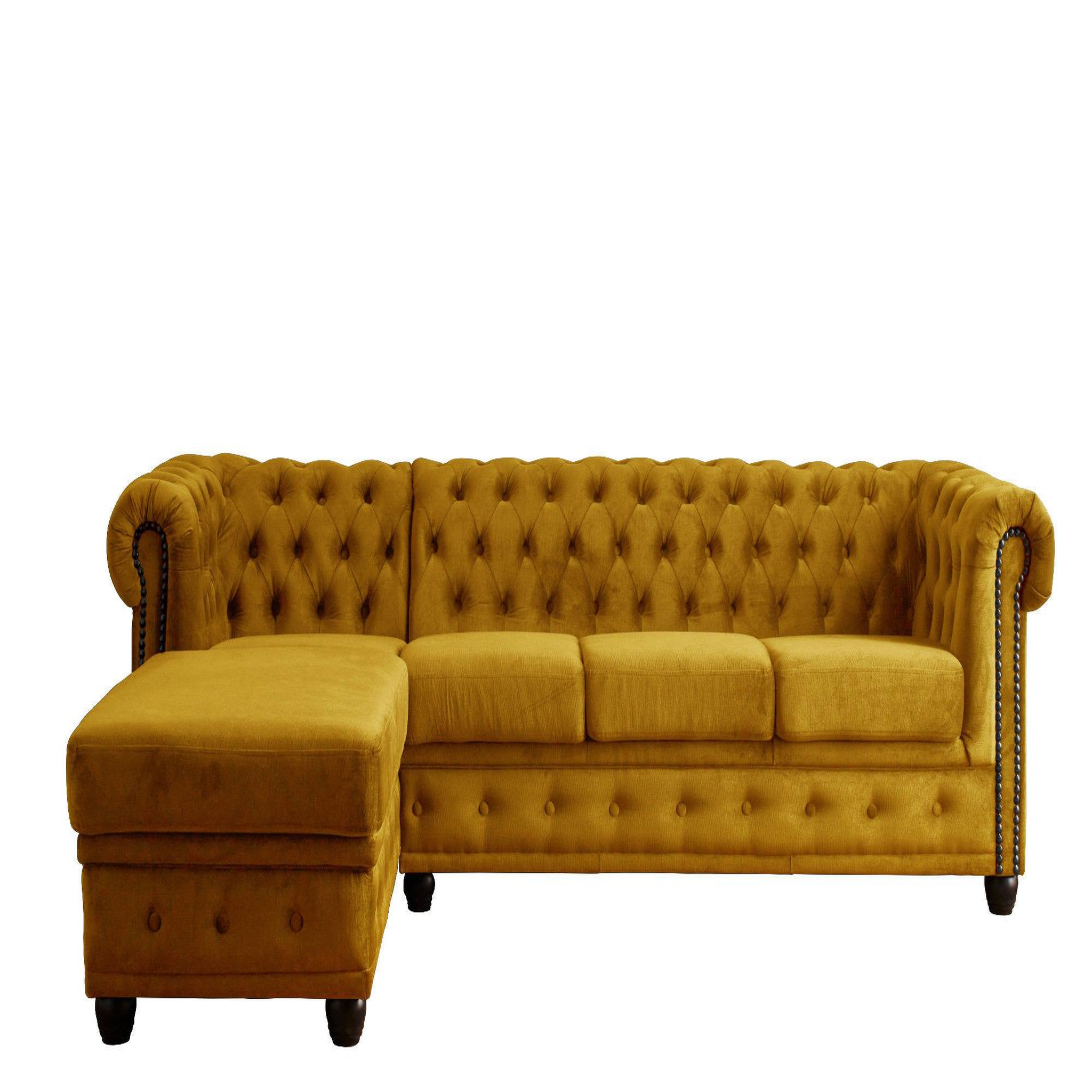Voir la diapositive 5 : LISA DESIGN William - canapé chesterfield d'angle gauche - 4 places - en velours