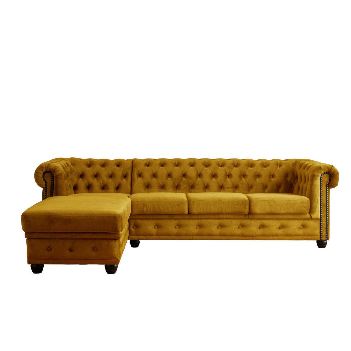 LISA DESIGN William - canapé chesterfield d'angle gauche - 4 places - en velours
