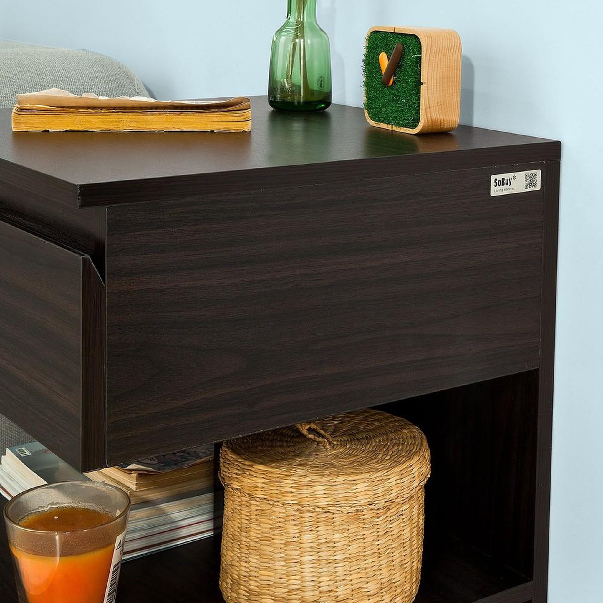 Voir la diapositive 5 : SOBUY SoBuy - Table De Chevet à un tiroir - Moderne - FBT49
