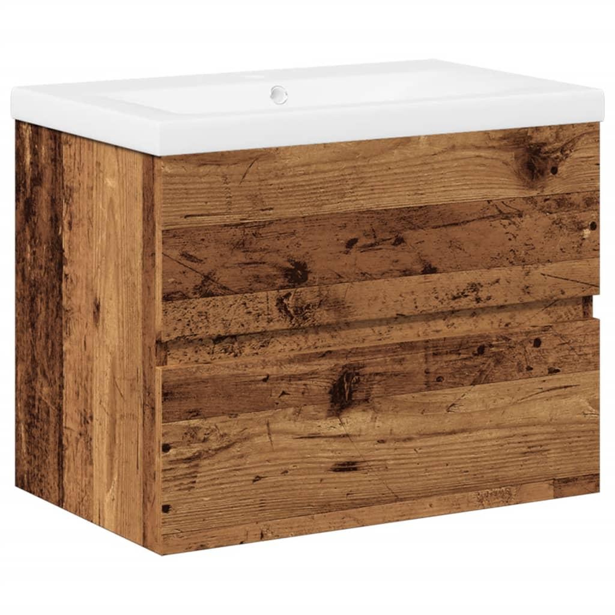 Voir la diapositive 2 : VIDAXL Armoire lavabo avec bassin integre vieux bois