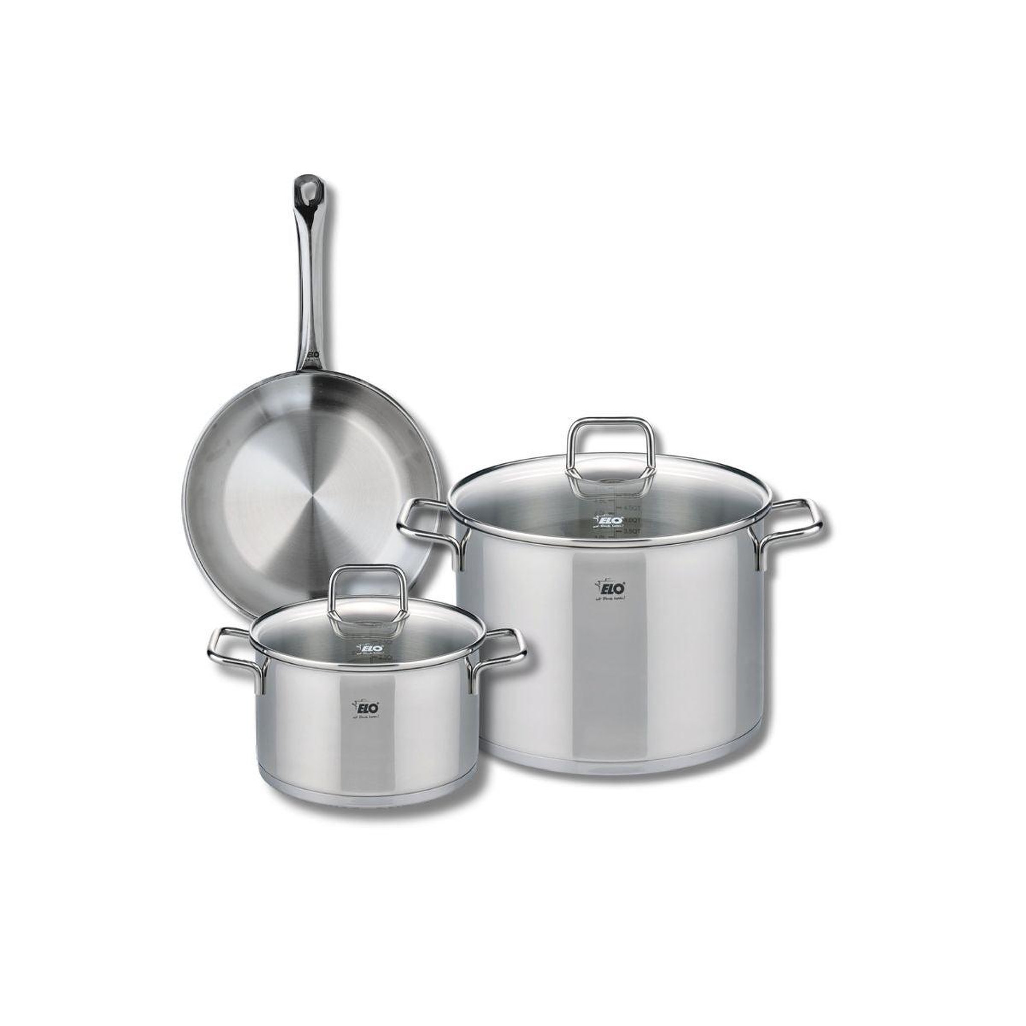 ELO Ensemble de 1 poêle de cuisson 24 cm et 2 faitouts 20 et 26 cm elo profi citrin