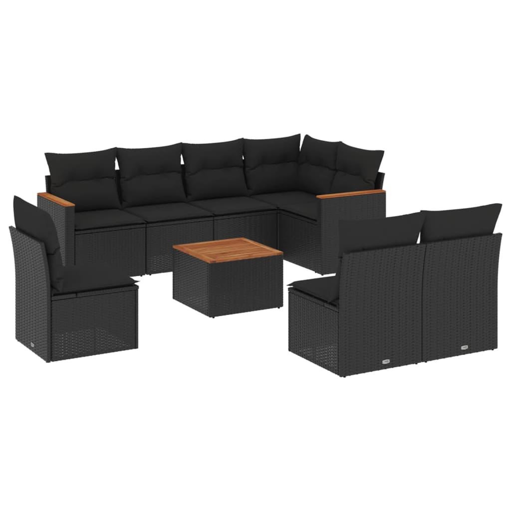 Voir la diapositive 2 : VIDAXL Salon de jardin 9 pcs avec coussins noir resine tressee