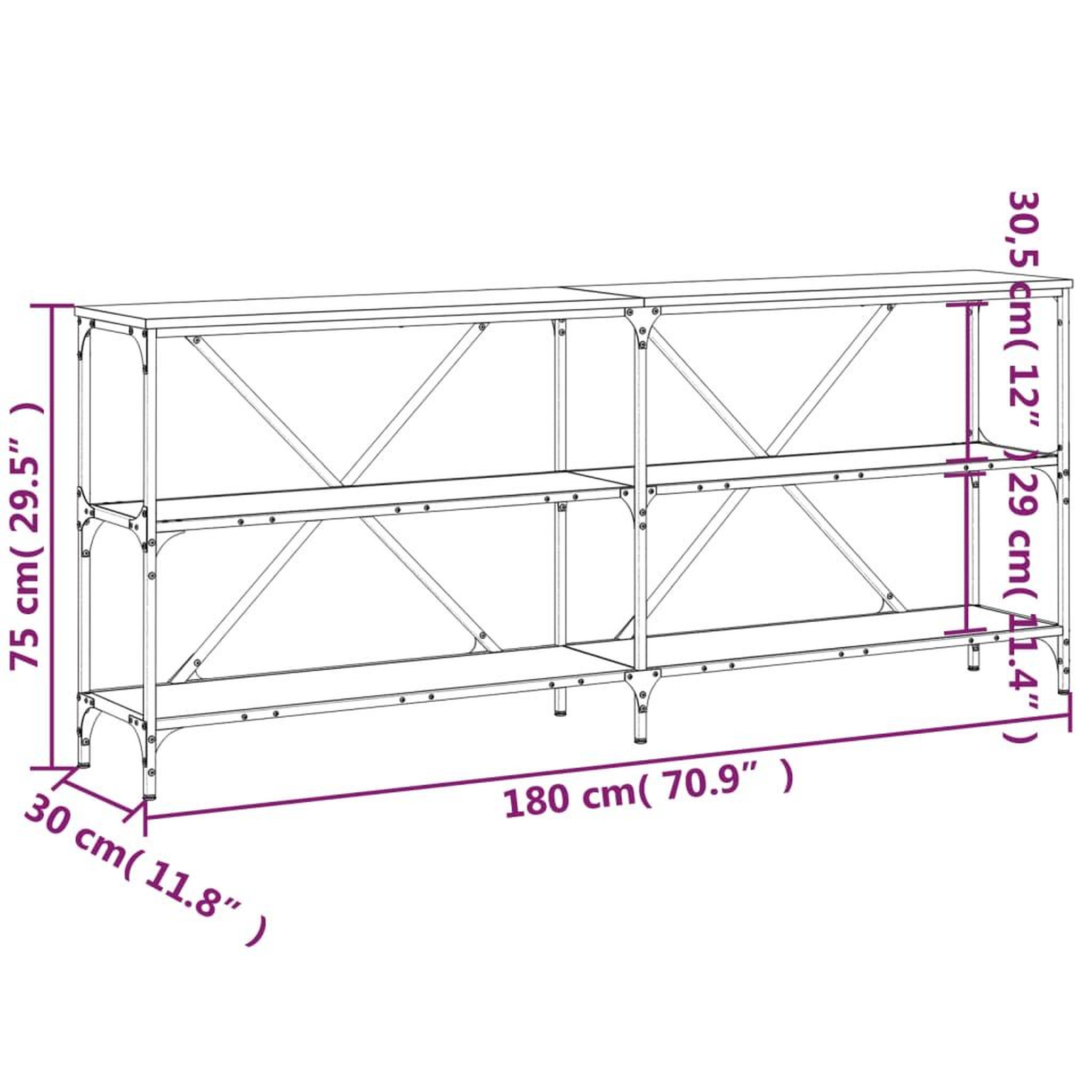 Voir la diapositive 6 : VIDAXL Table console chene marron 180x30x75 bois d'ingenierie et fer