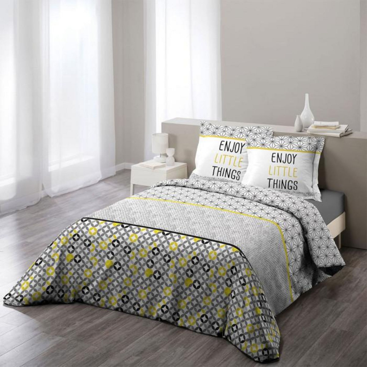 Paris Prix Parure de Lit 3 Pièces  Remix  260x240cm Jaune