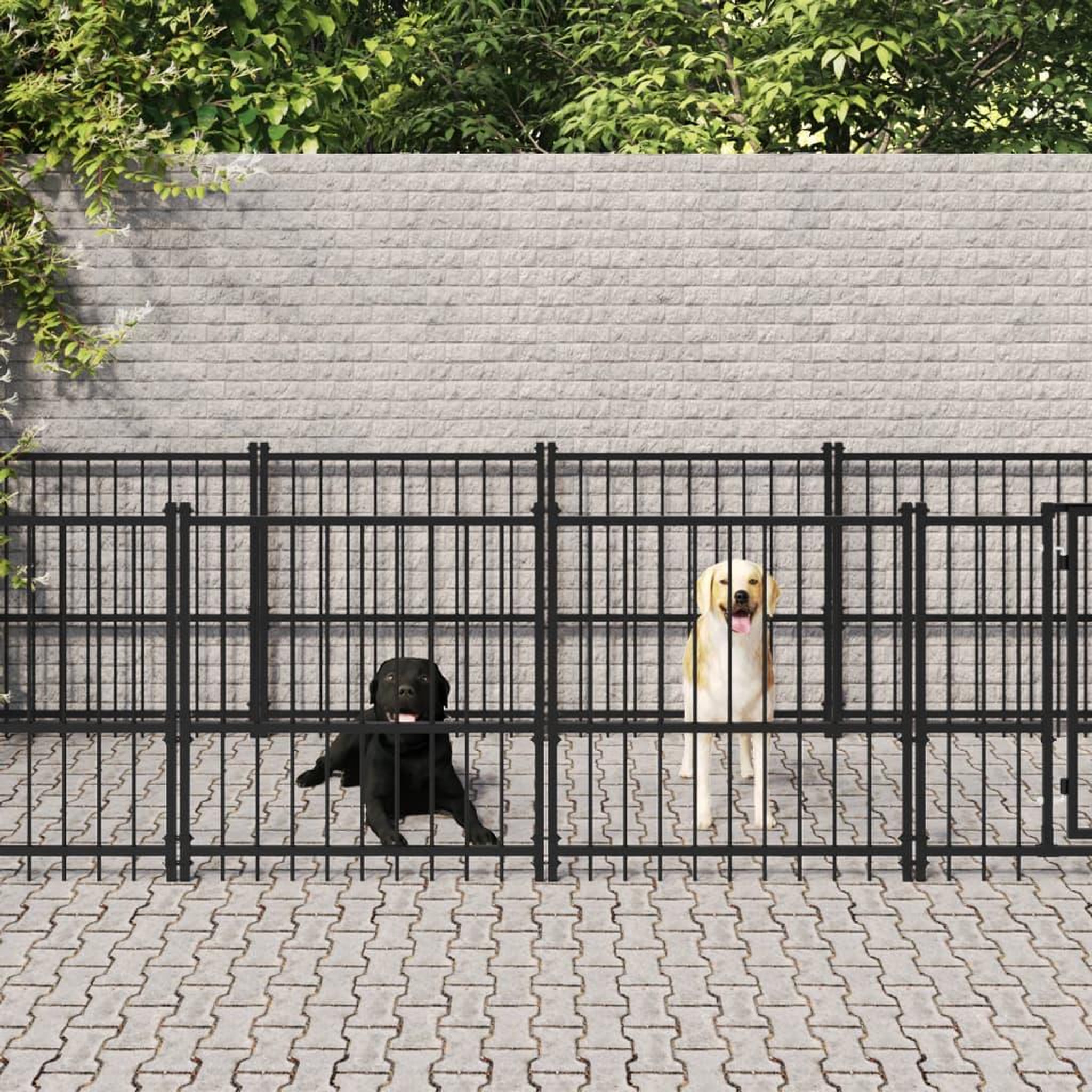 VIDAXL Chenil d'exterieur pour chiens Acier 18,77 m²
